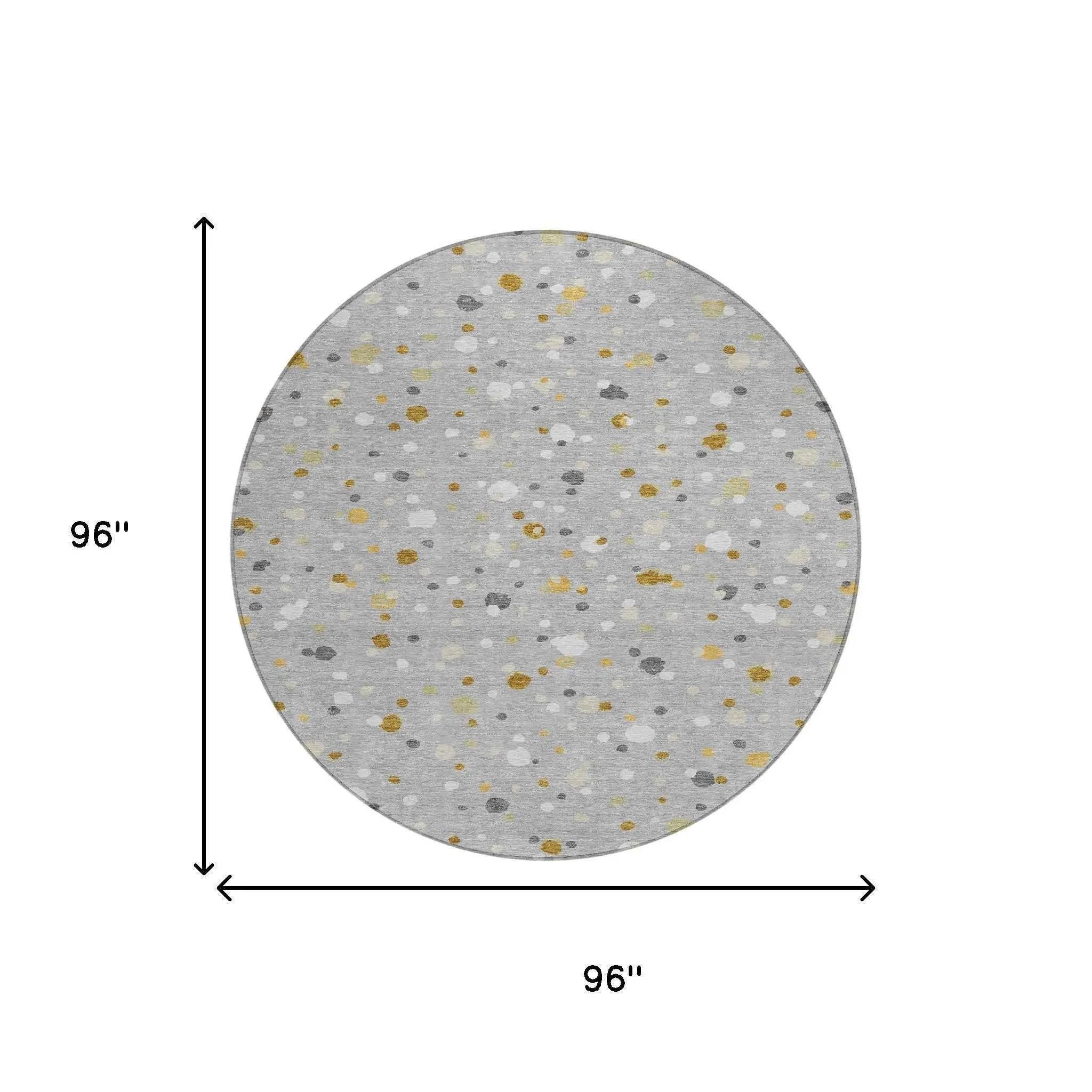 8' Gray And Silver Round Geometric Washable Indoor Outdoor Area Rug Homeroots Outdoor