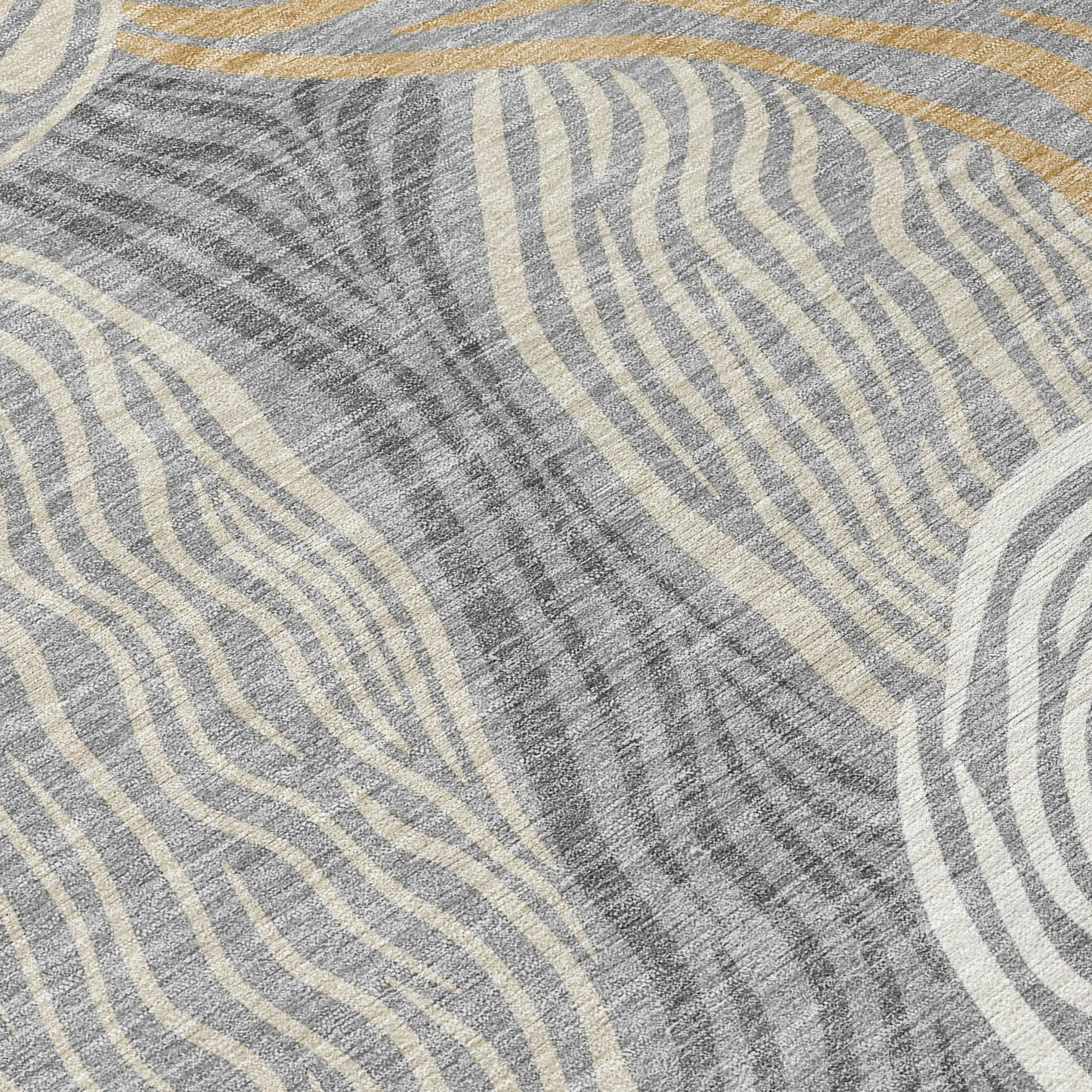 8' Gray And Silver Round Ikat Washable Indoor Outdoor Area Rug Homeroots Outdoor