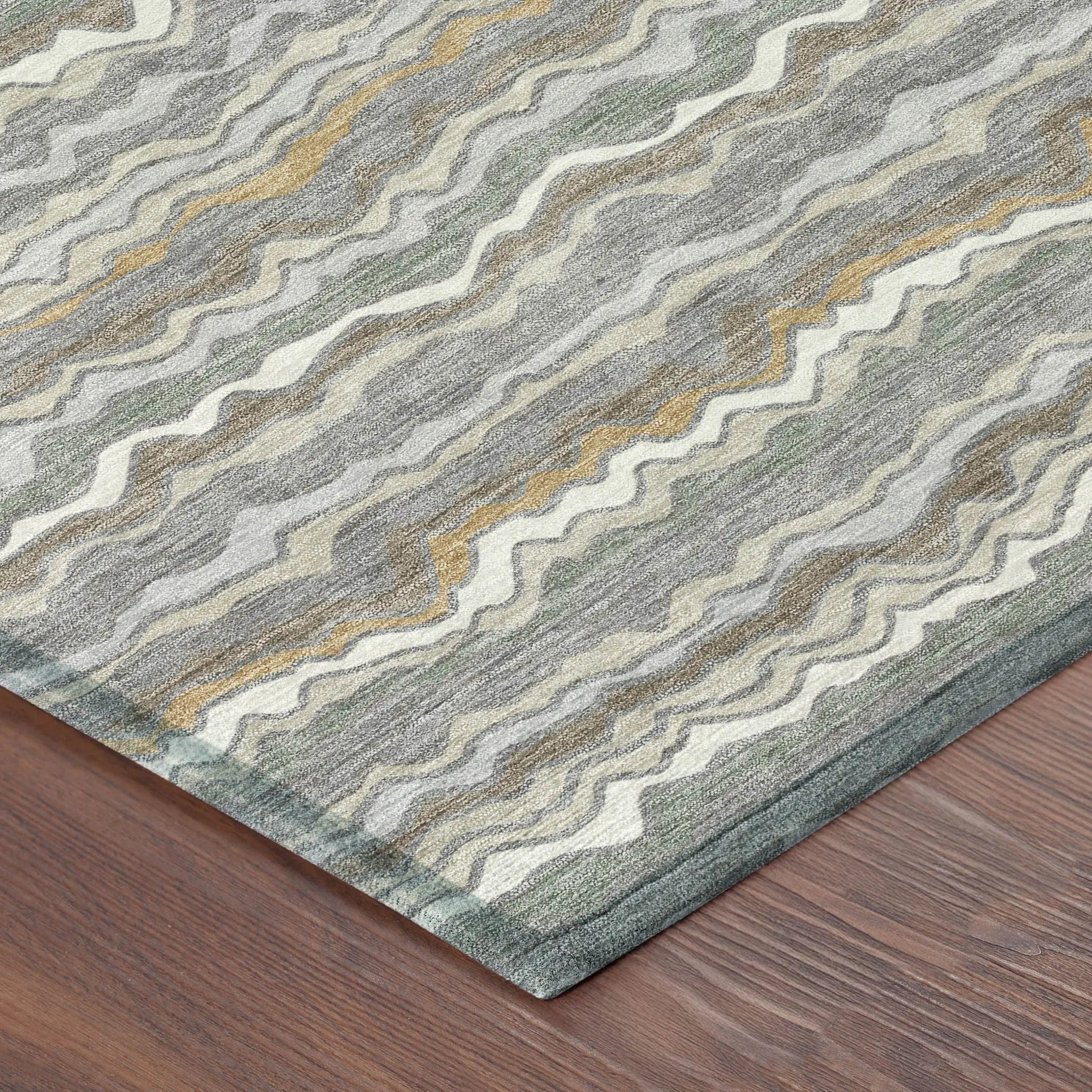 8' Gray And Silver Round Striped Washable Indoor Outdoor Area Rug Homeroots Outdoor