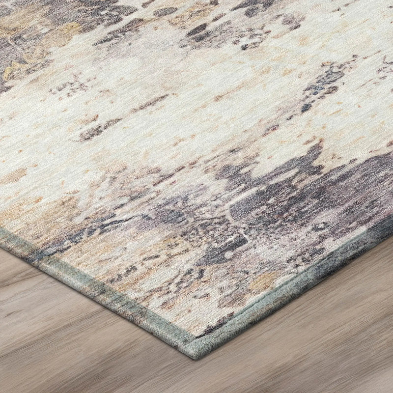 8' Gray And Tan Round Abstract Washable Indoor Outdoor Area Rug Homeroots Outdoor