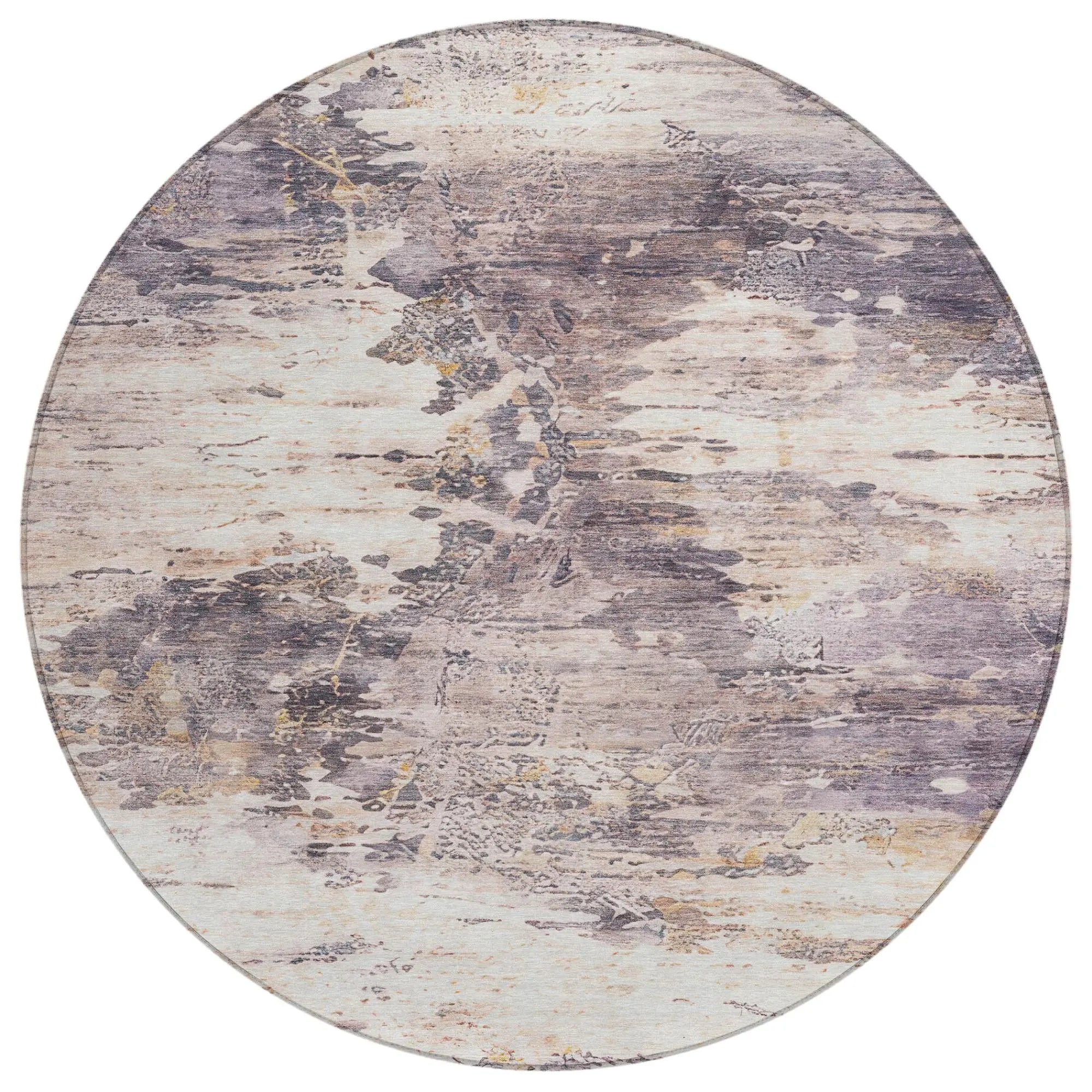 8' Gray And Tan Round Abstract Washable Indoor Outdoor Area Rug Homeroots Outdoor