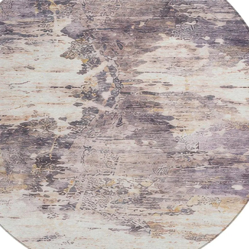 8' Gray And Tan Round Abstract Washable Indoor Outdoor Area Rug Homeroots Outdoor