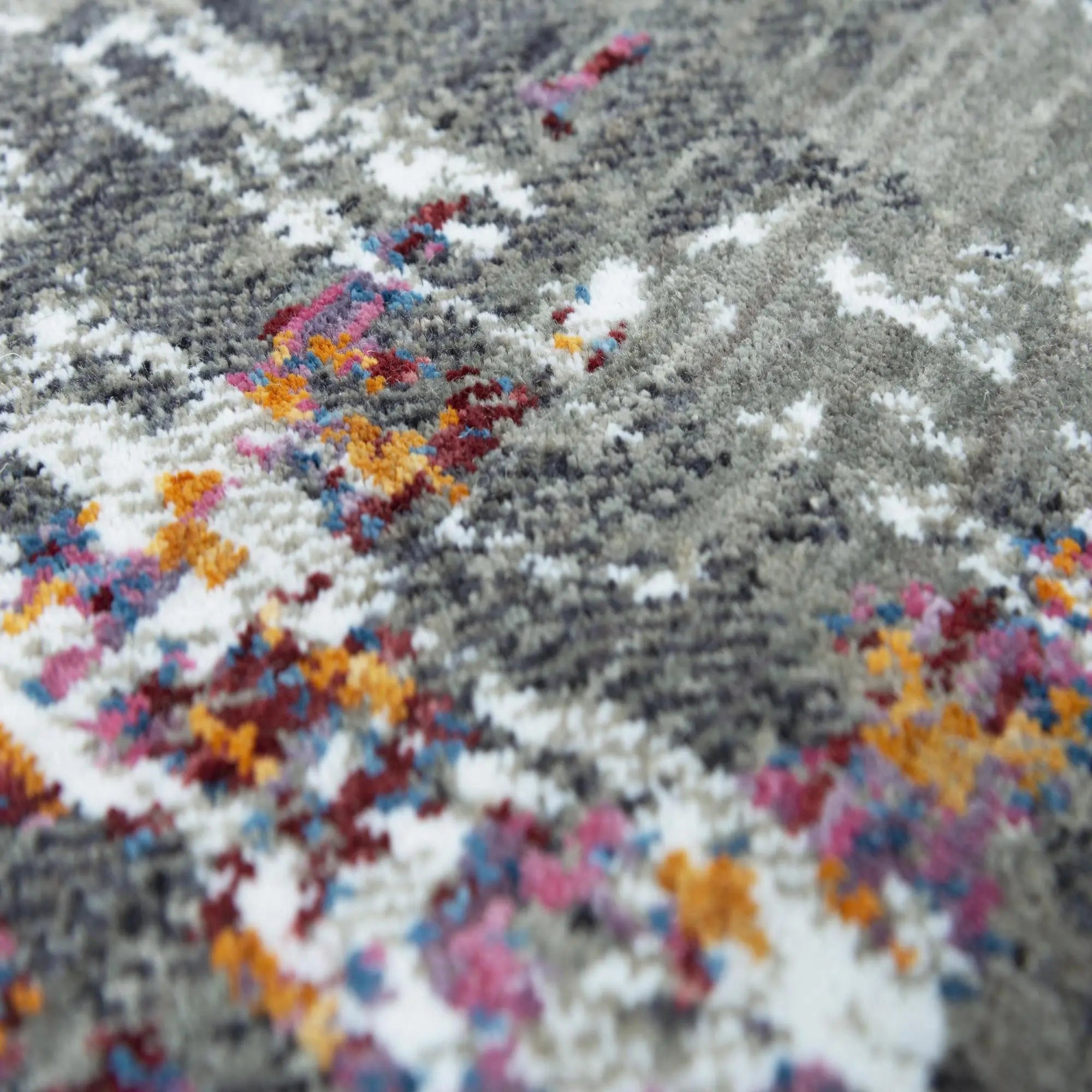 8' Gray Blue Pink Ivory And Orange Abstract Hand Carved Handmade Area Rug Homeroots Home Decor