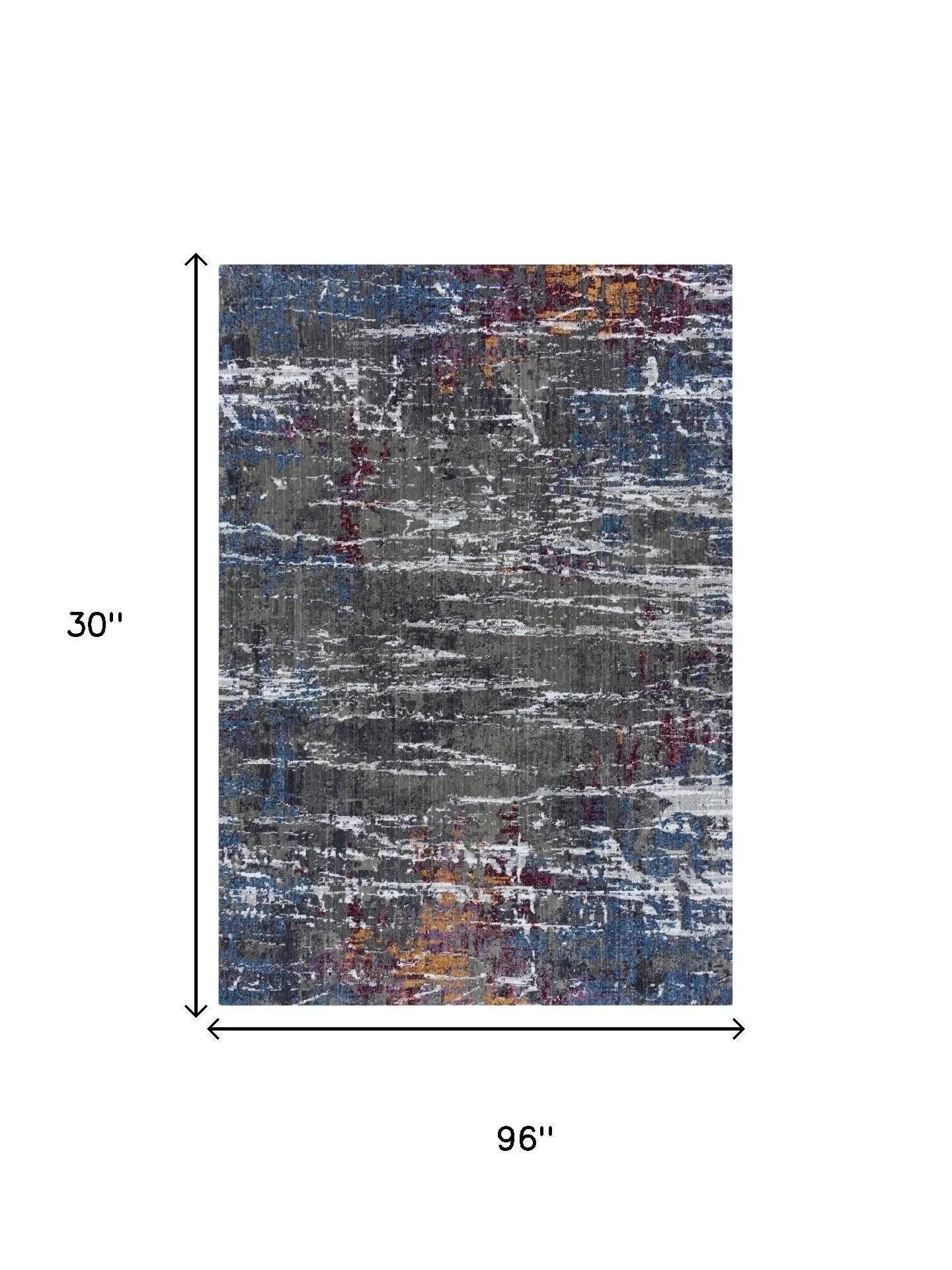 8' Gray Blue Pink Ivory And Orange Abstract Hand Carved Handmade Area Rug Homeroots Home Decor