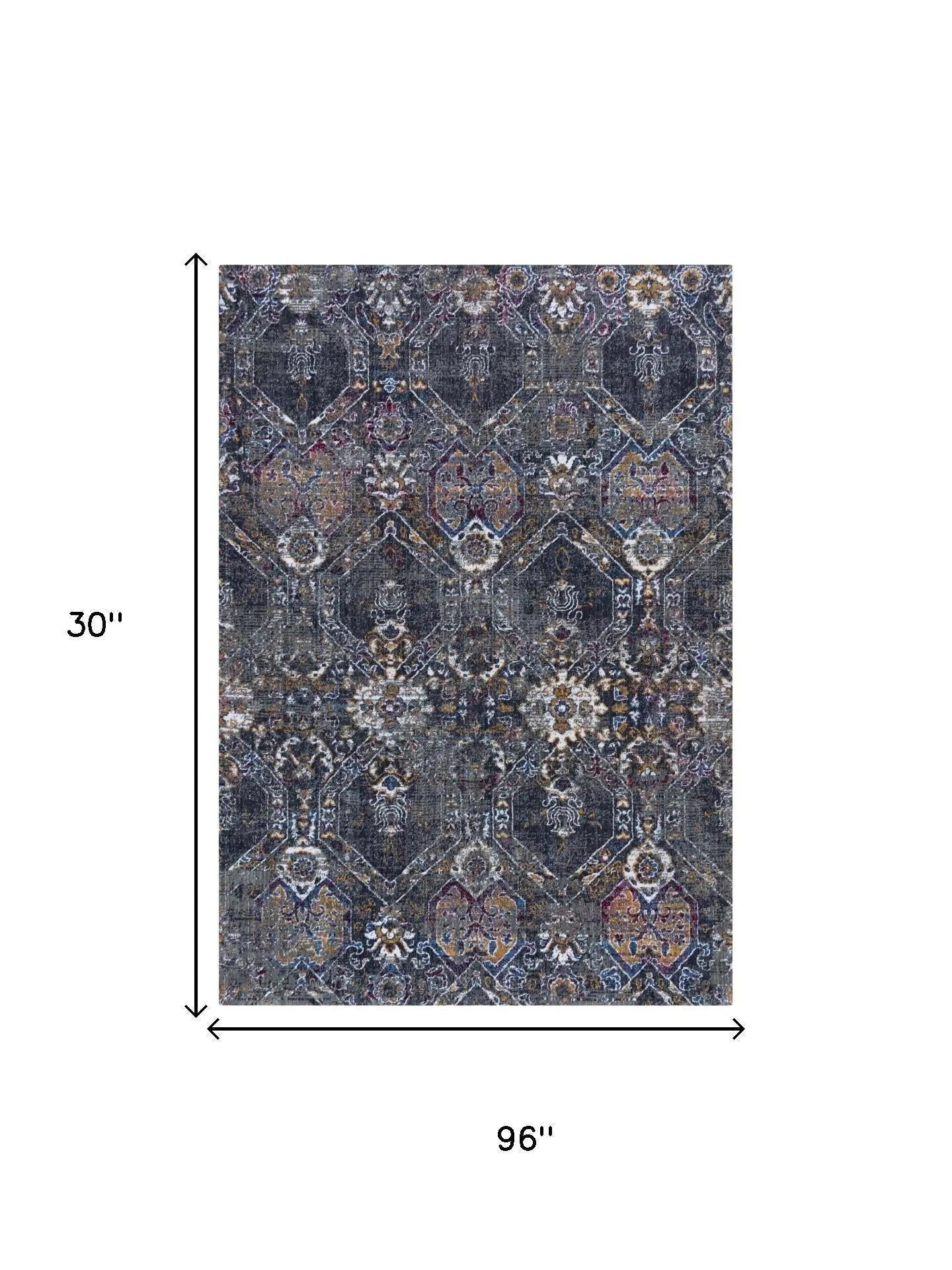8' Gray Ivory Dark Blue Blue And Orange Oriental Hand Carved Handmade Area Rug Homeroots Home Decor