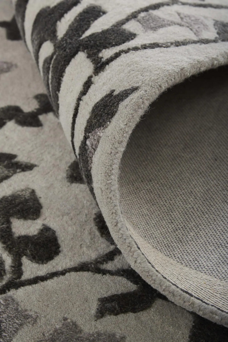 8' Gray Silver And Taupe Floral Hand Tufted Area Rug Homeroots Home Decor