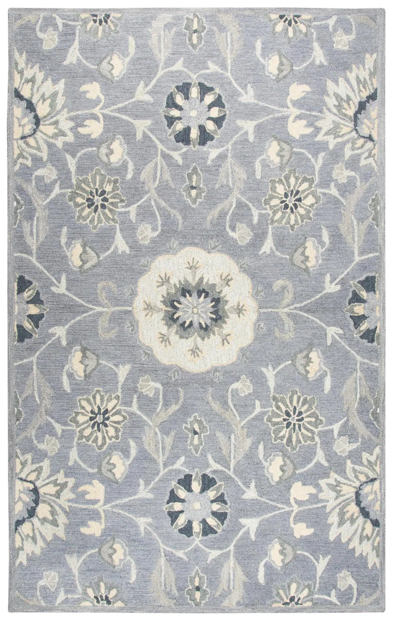 8' Gray Taupe And Tan Wool Floral Hand Tufted Area Rug Homeroots Home Decor