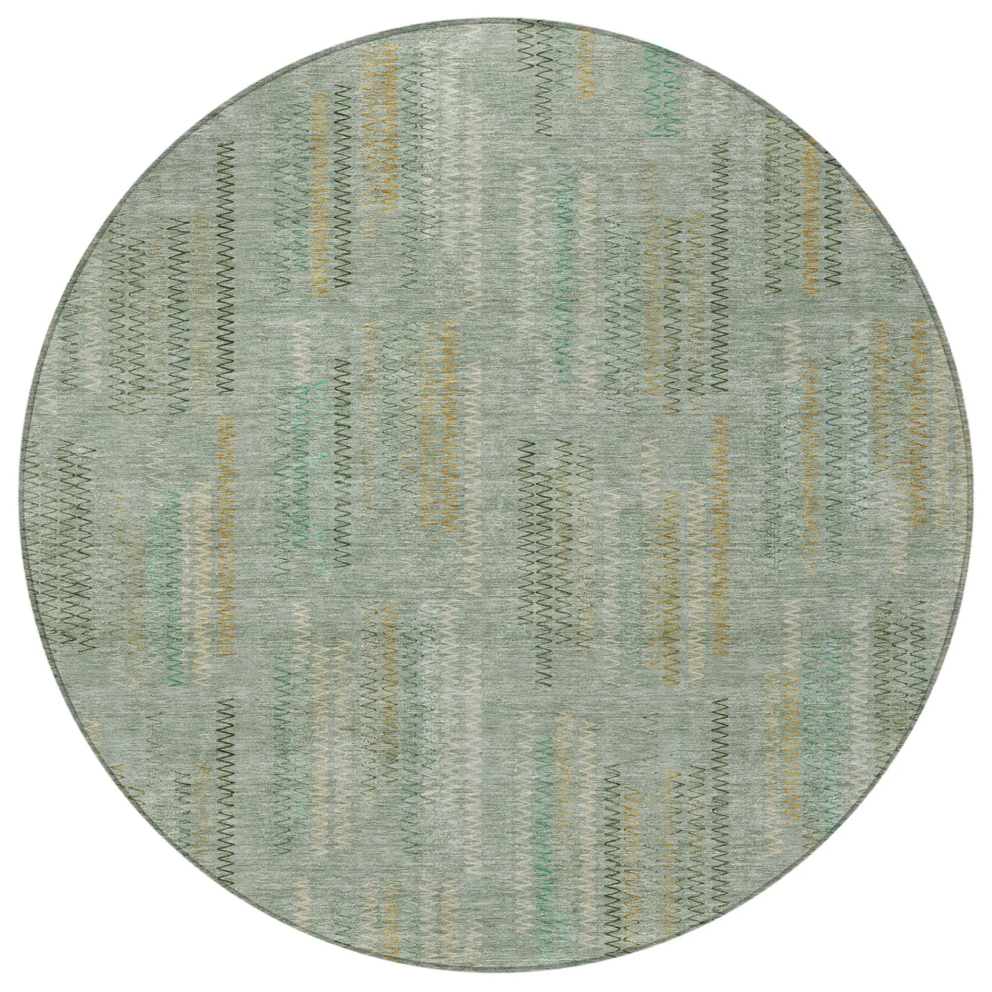 8' Green And Beige Round Abstract Washable Indoor Outdoor Area Rug Homeroots Outdoor