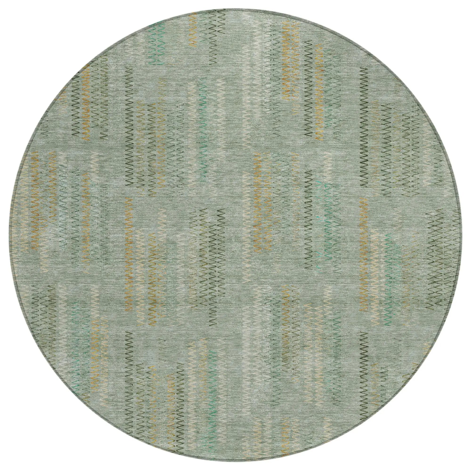 8' Green And Beige Round Abstract Washable Indoor Outdoor Area Rug Homeroots Outdoor