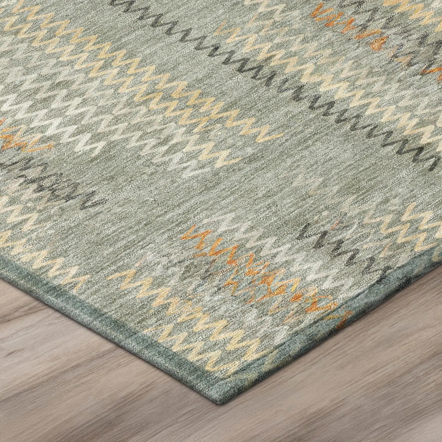 8' Green And Beige Round Abstract Washable Indoor Outdoor Area Rug Homeroots Outdoor
