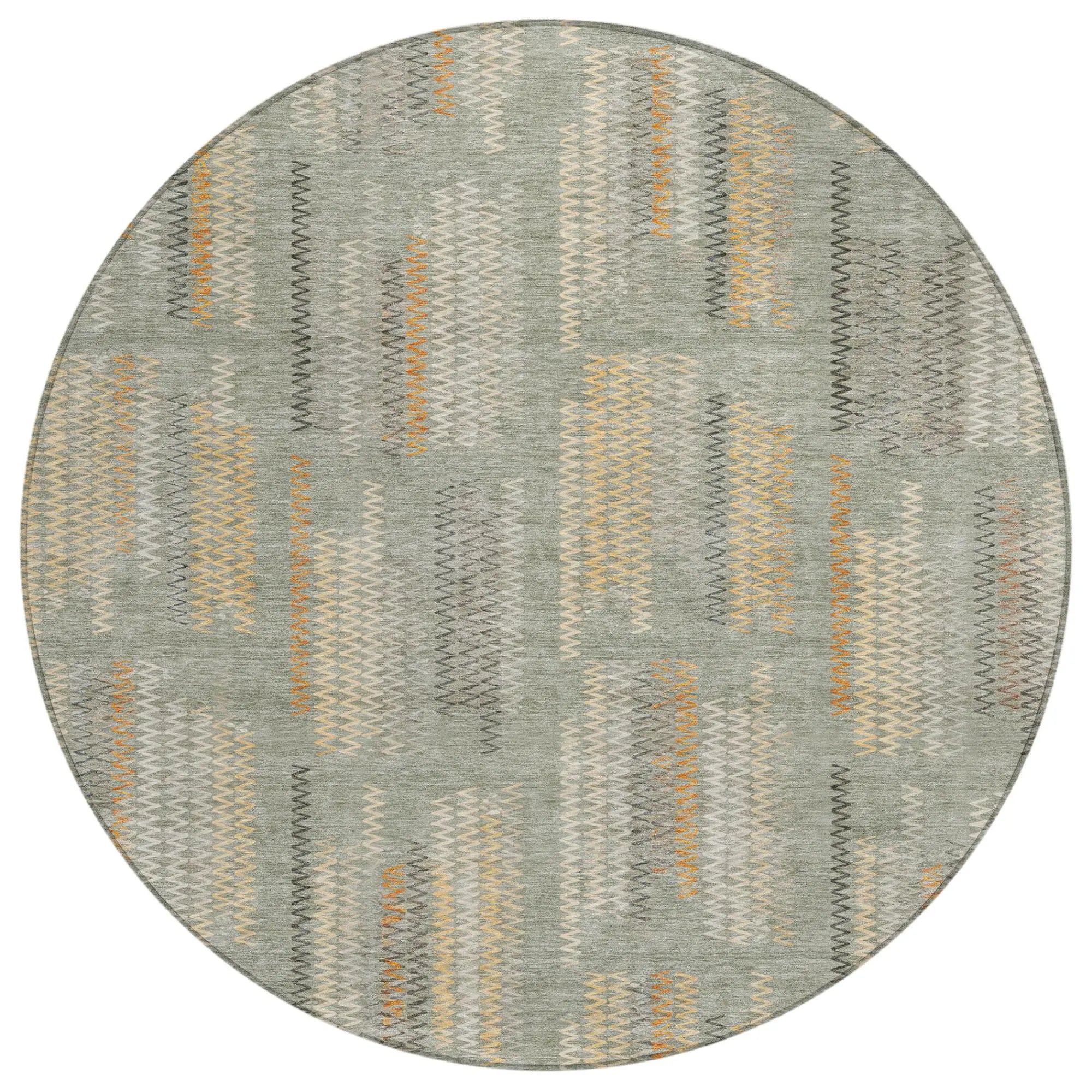 8' Green And Beige Round Abstract Washable Indoor Outdoor Area Rug Homeroots Outdoor