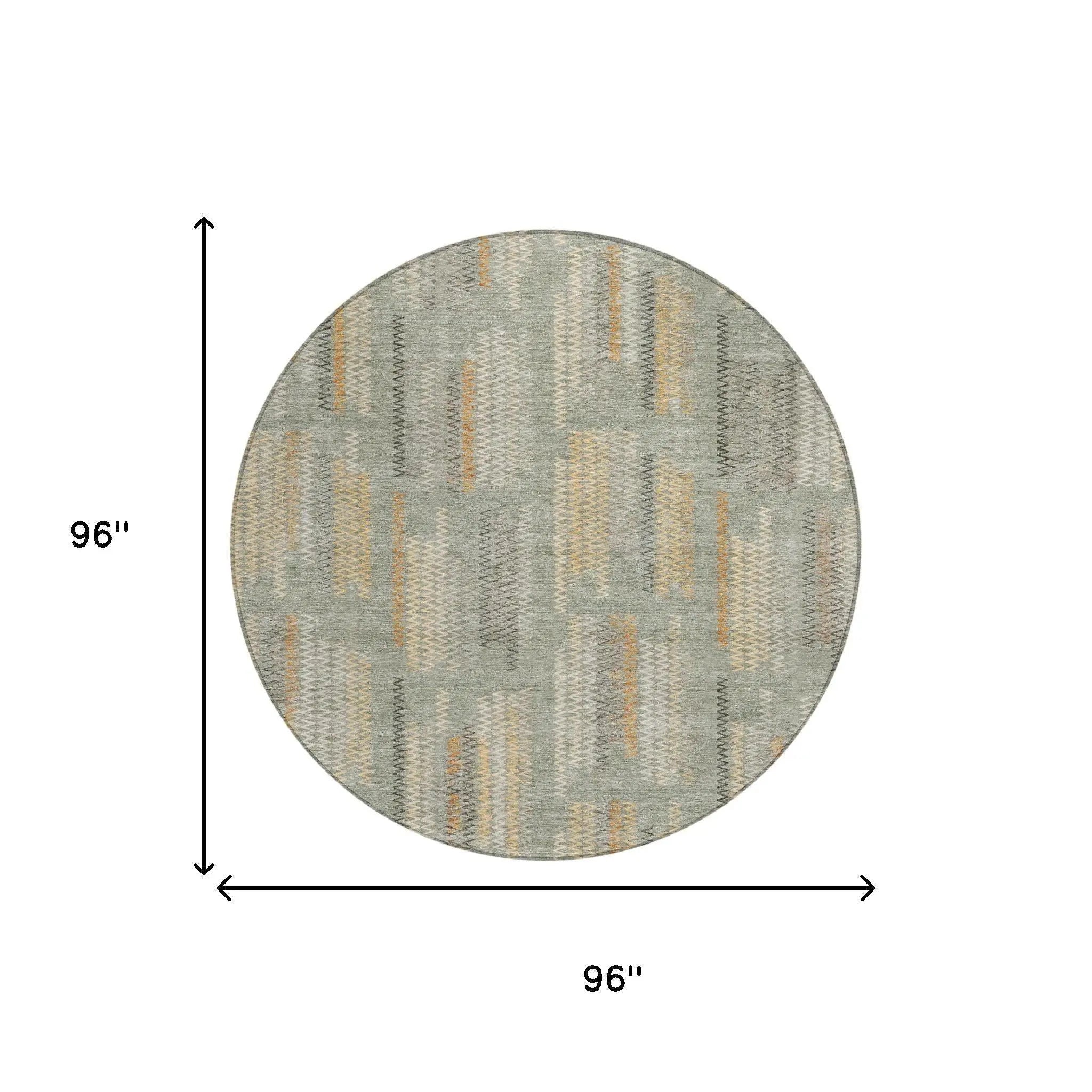 8' Green And Beige Round Abstract Washable Indoor Outdoor Area Rug Homeroots Outdoor