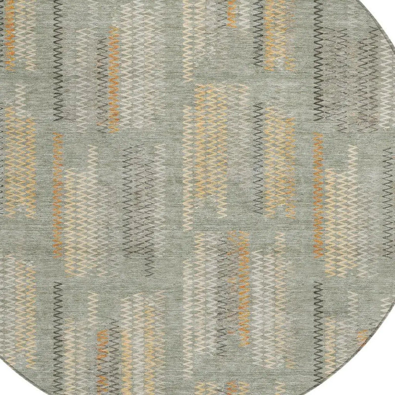 8' Green And Beige Round Abstract Washable Indoor Outdoor Area Rug Homeroots Outdoor
