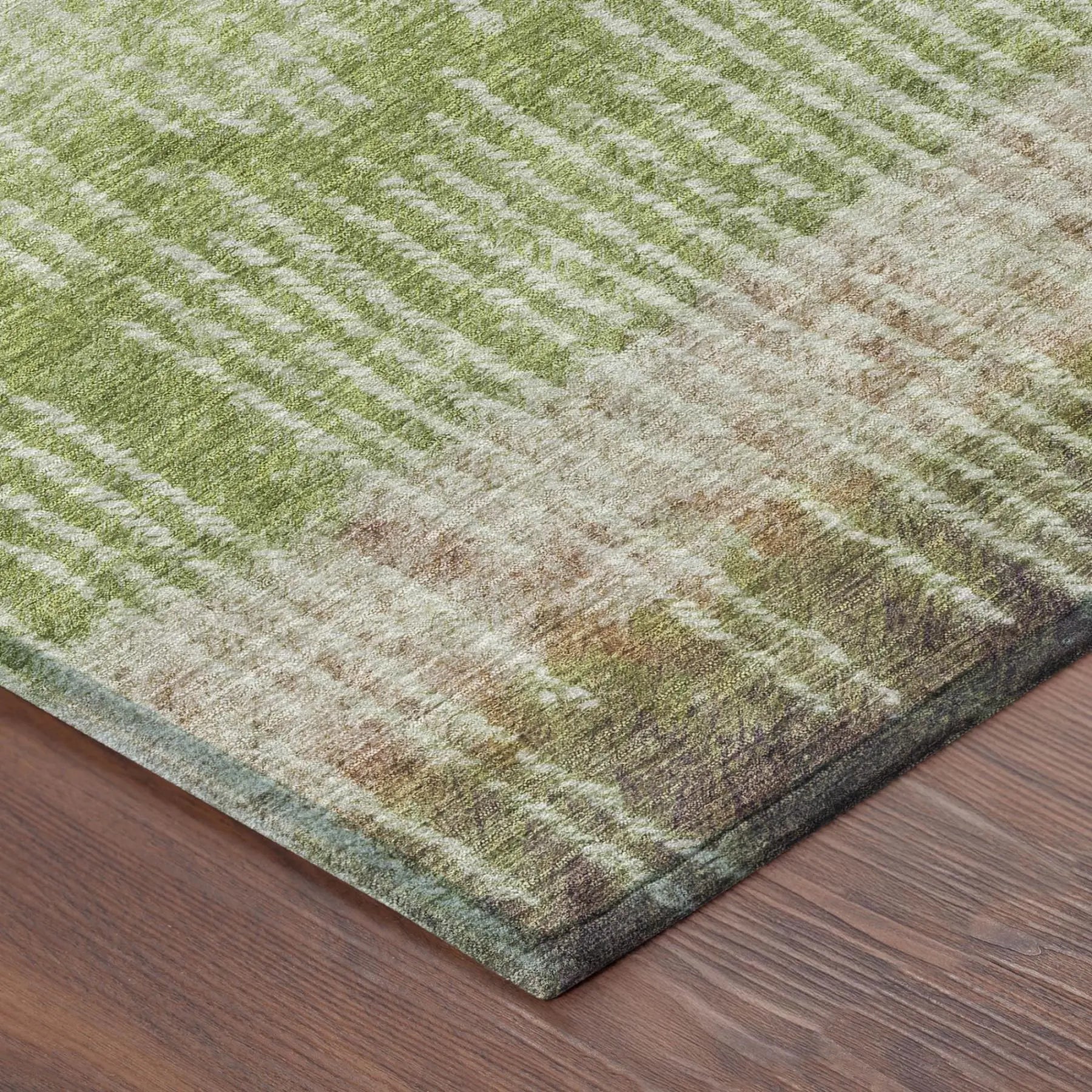 8' Green And Beige Round Abstract Washable Indoor Outdoor Area Rug Homeroots Outdoor