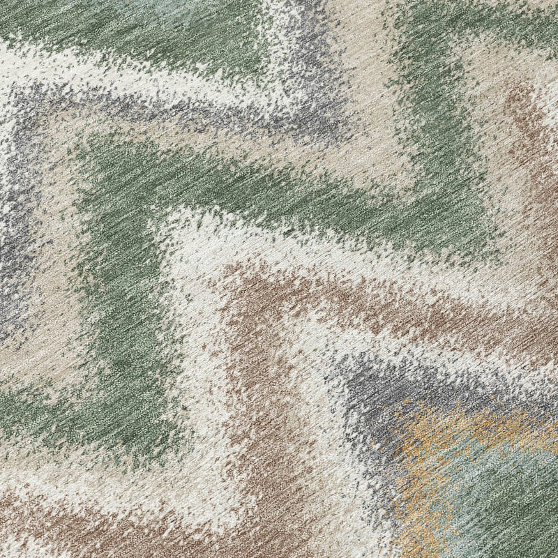 8' Green And Beige Round Geometric Washable Indoor Outdoor Area Rug Homeroots Outdoor