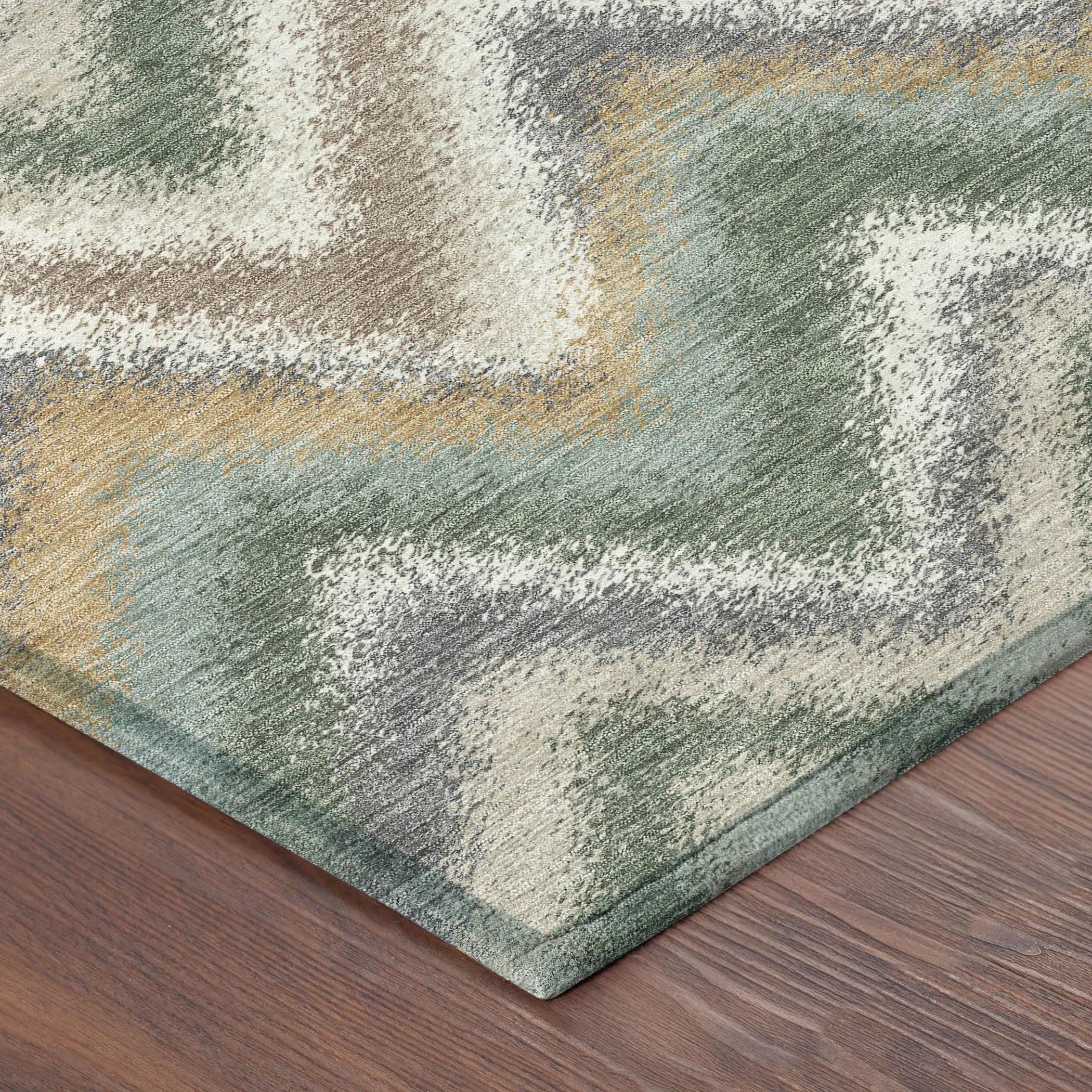 8' Green And Beige Round Geometric Washable Indoor Outdoor Area Rug Homeroots Outdoor