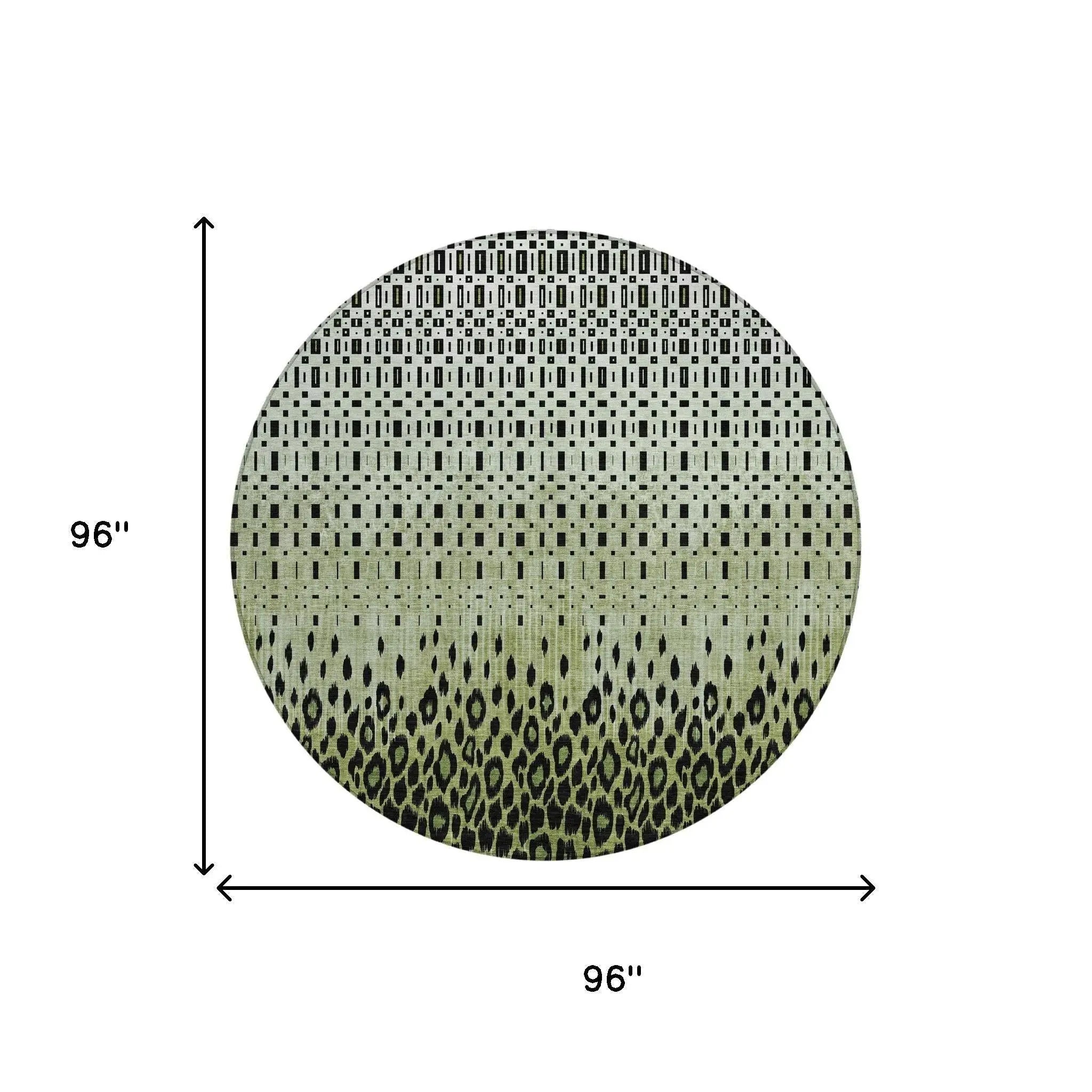 8' Green And Black Round Geometric Washable Indoor Outdoor Area Rug Homeroots Outdoor