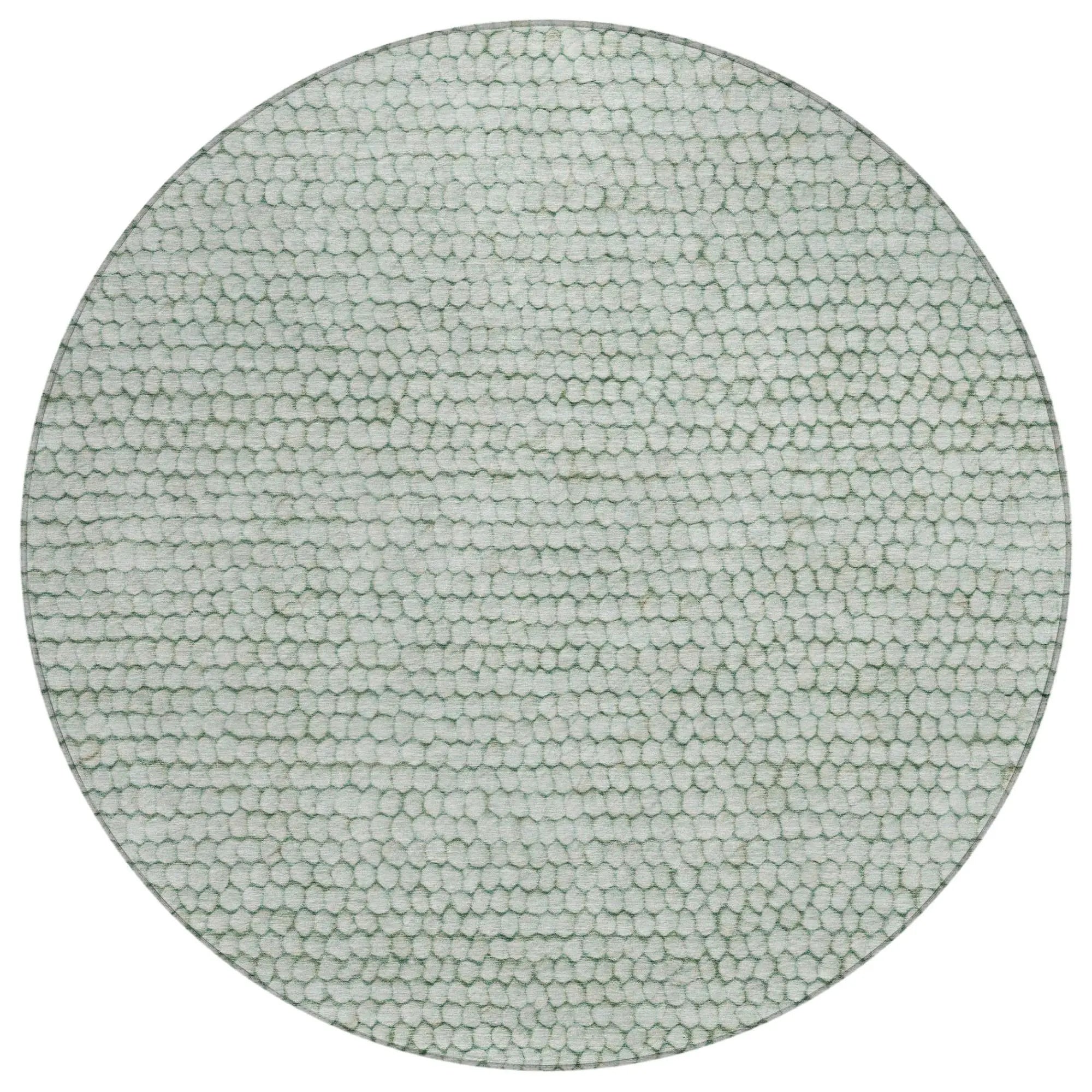 8' Green And Blue Round Striped Washable Indoor Outdoor Area Rug Homeroots Outdoor