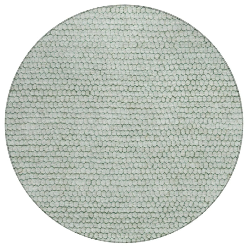 8' Green And Blue Round Striped Washable Indoor Outdoor Area Rug Homeroots Outdoor