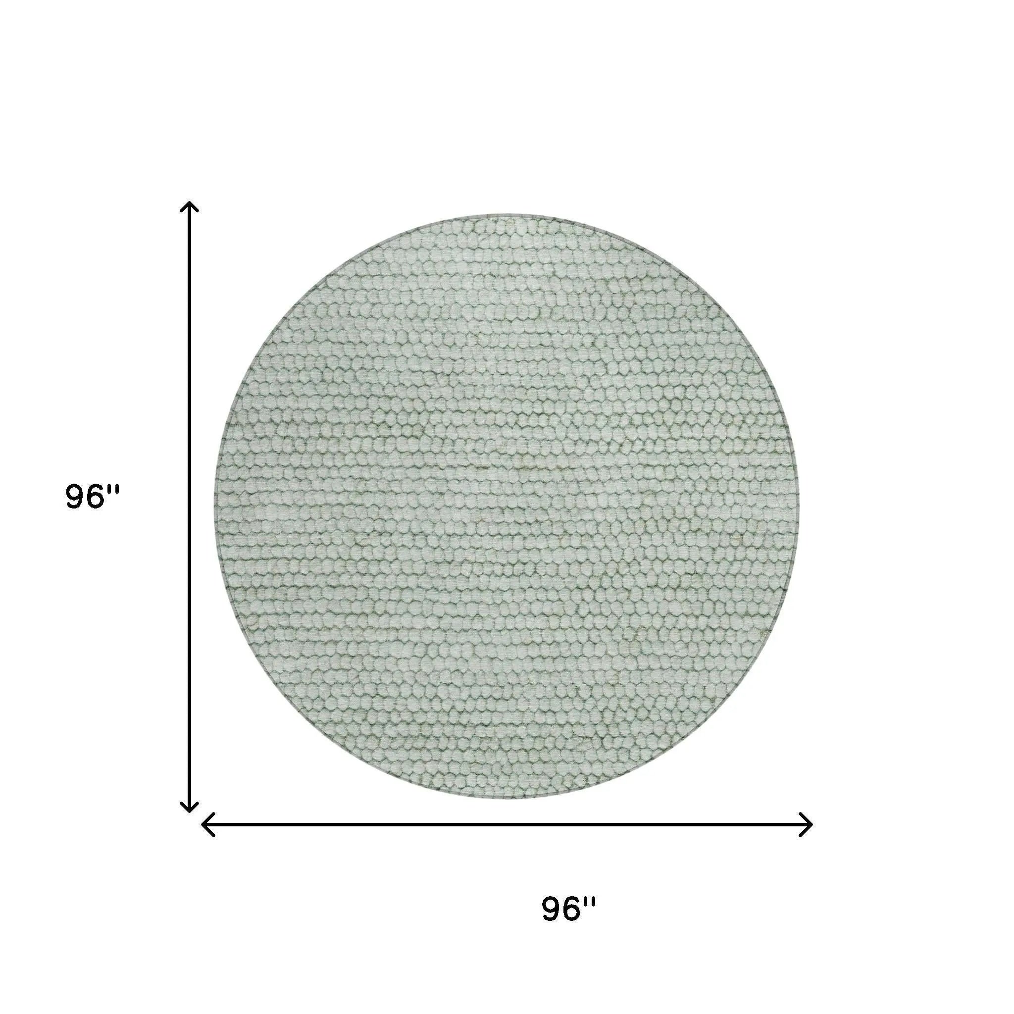 8' Green And Blue Round Striped Washable Indoor Outdoor Area Rug Homeroots Outdoor