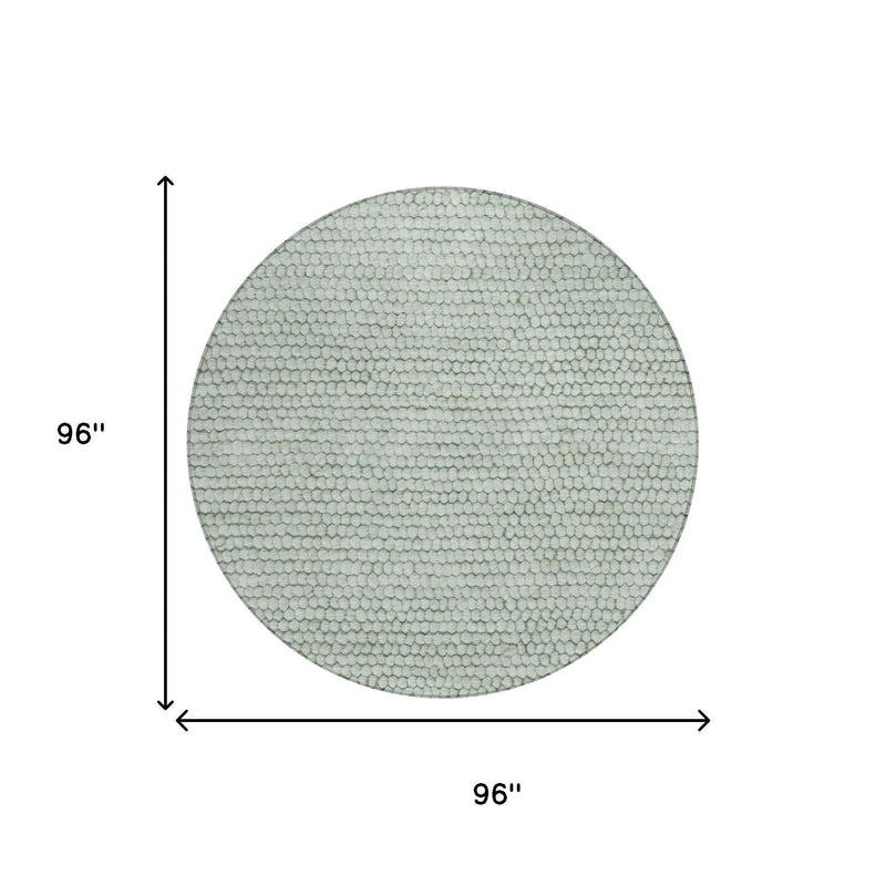 8' Green And Blue Round Striped Washable Indoor Outdoor Area Rug Homeroots Outdoor