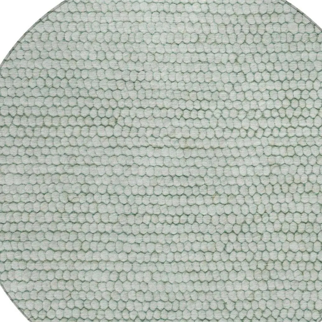8' Green And Blue Round Striped Washable Indoor Outdoor Area Rug Homeroots Outdoor