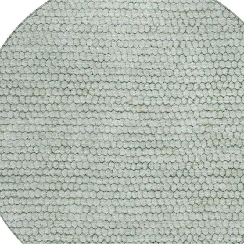 8' Green And Blue Round Striped Washable Indoor Outdoor Area Rug Homeroots Outdoor