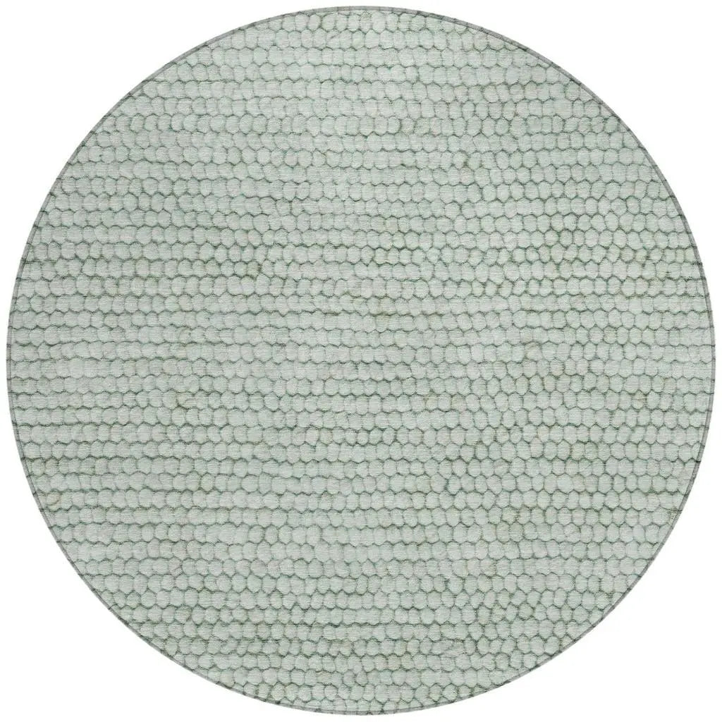 8' Green And Blue Round Striped Washable Indoor Outdoor Area Rug Homeroots Outdoor