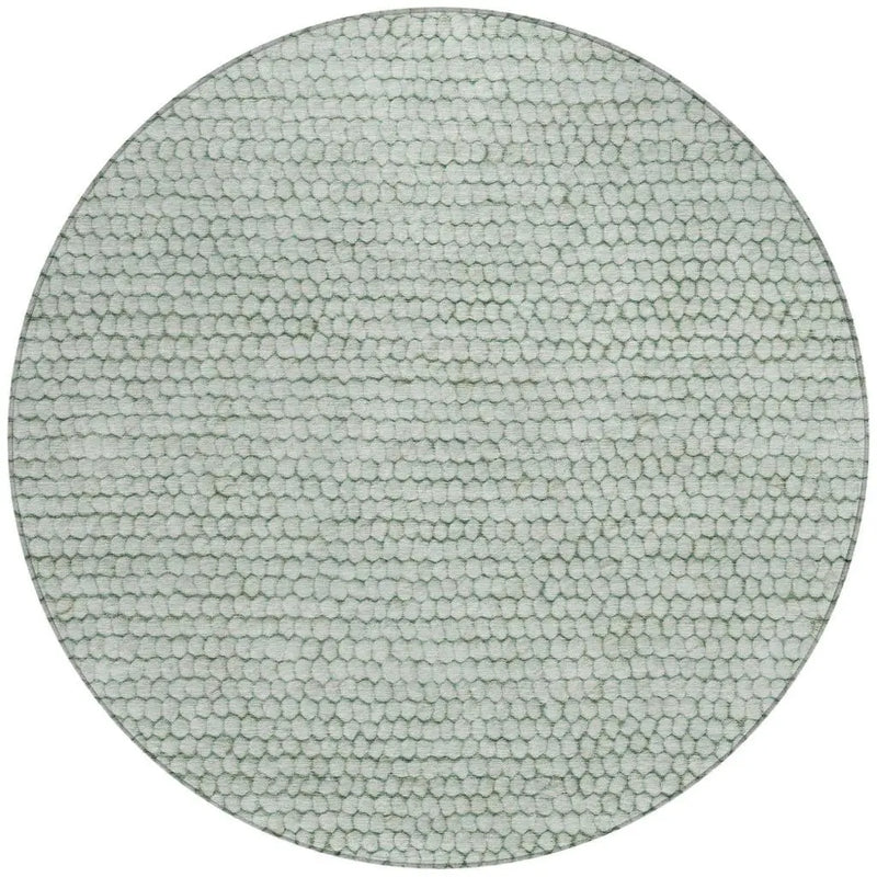 8' Green And Blue Round Striped Washable Indoor Outdoor Area Rug Homeroots Outdoor