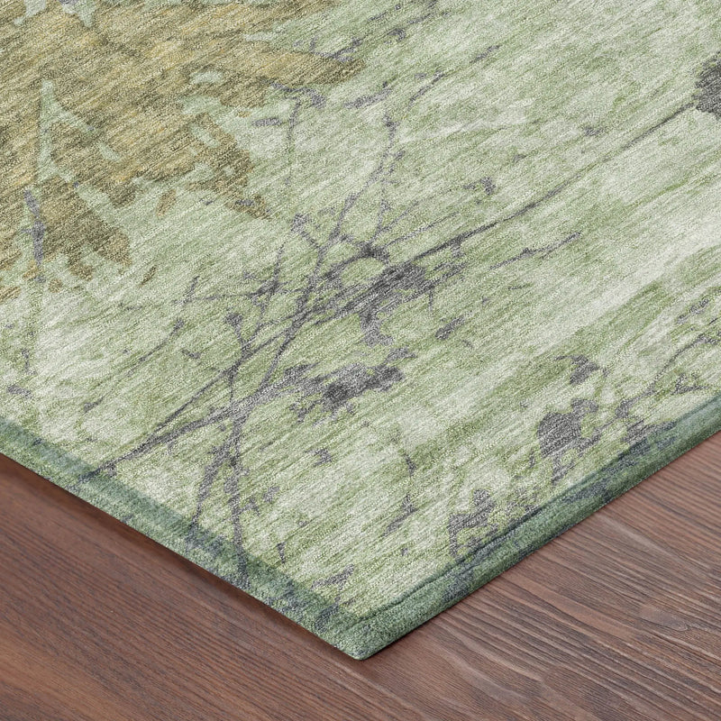 8' Green And Brown Round Abstract Washable Indoor Outdoor Area Rug Homeroots Outdoor