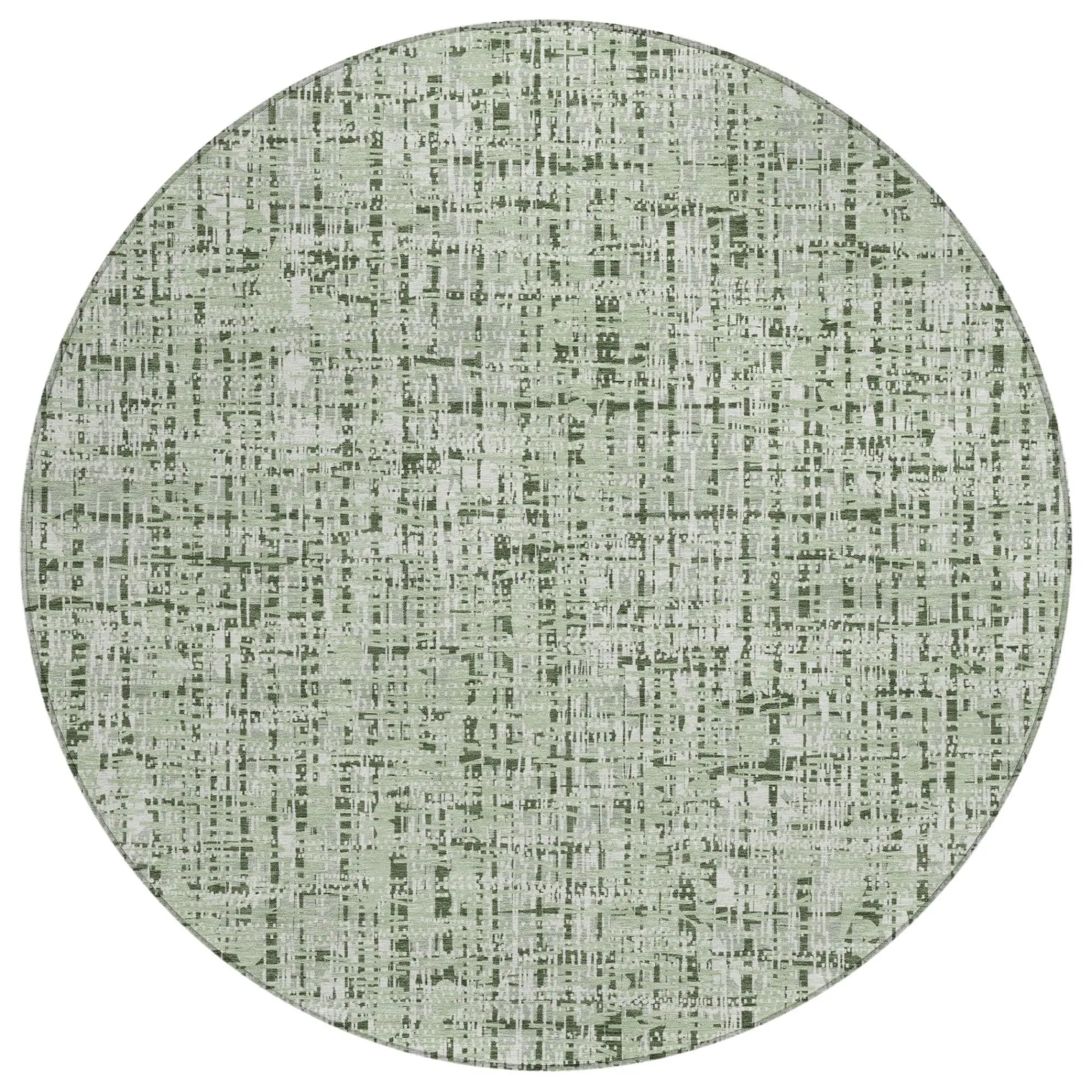 8' Green And Brown Round Abstract Washable Indoor Outdoor Area Rug Homeroots Outdoor