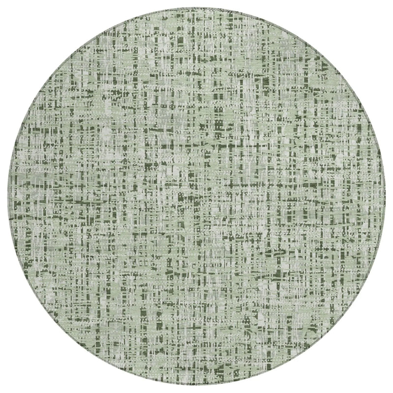 8' Green And Brown Round Abstract Washable Indoor Outdoor Area Rug Homeroots Outdoor