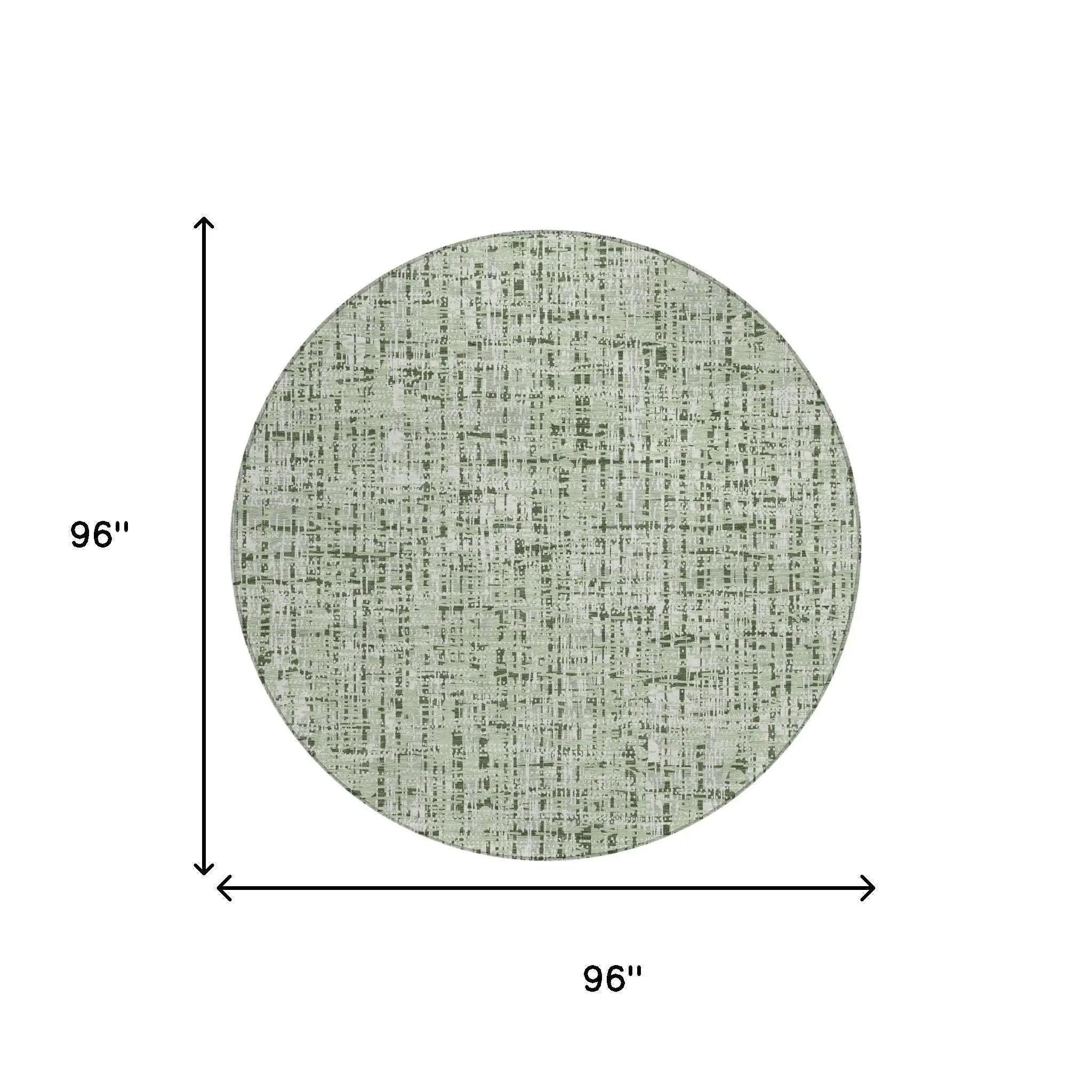 8' Green And Brown Round Abstract Washable Indoor Outdoor Area Rug Homeroots Outdoor