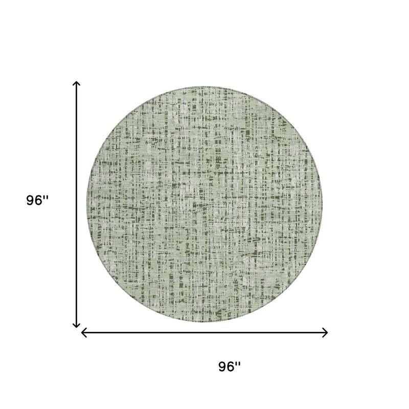 8' Green And Brown Round Abstract Washable Indoor Outdoor Area Rug Homeroots Outdoor