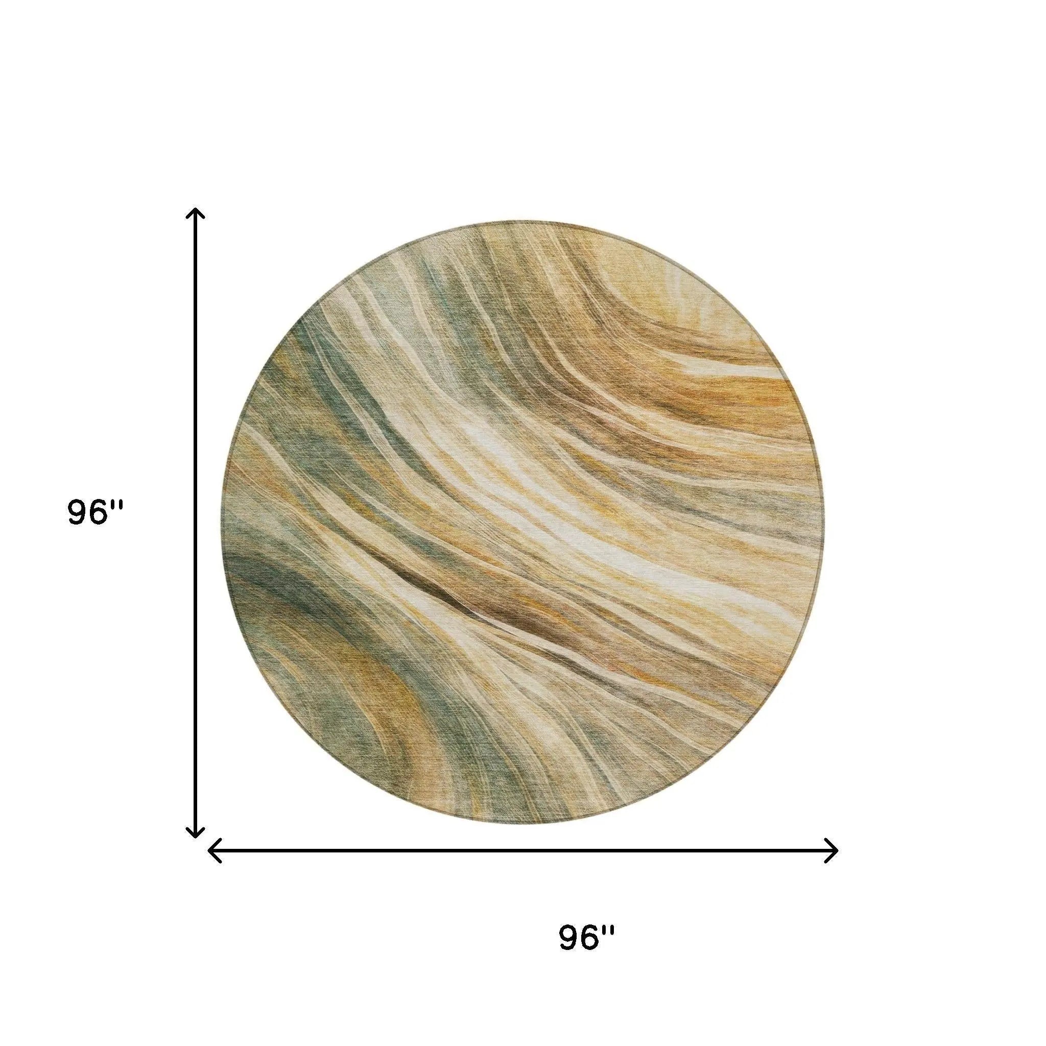 8' Green And Brown Round Abstract Washable Indoor Outdoor Area Rug Homeroots Outdoor