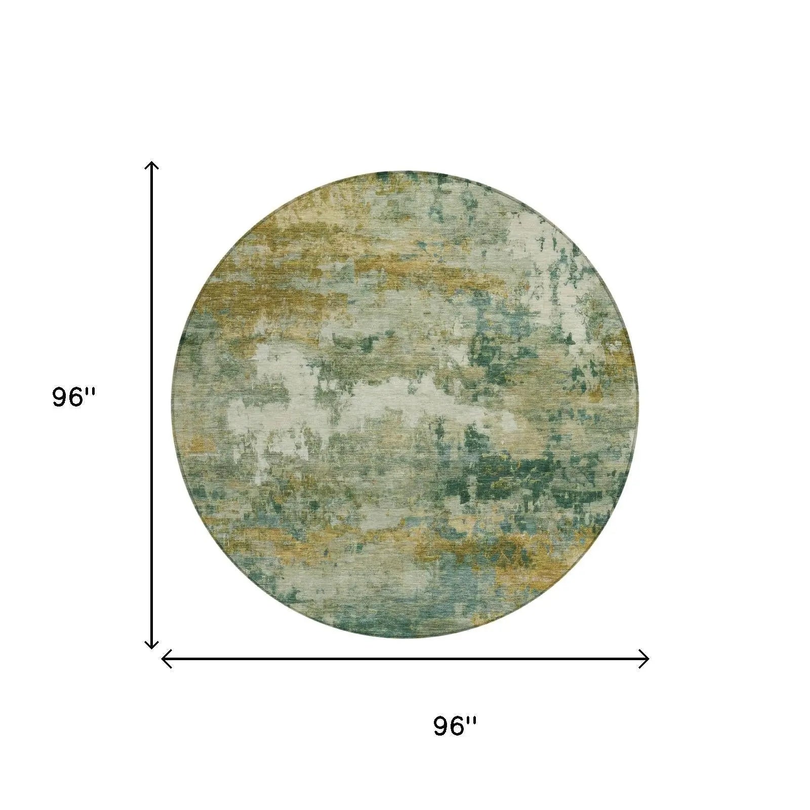 8' Green And Brown Round Abstract Washable Indoor Outdoor Area Rug Homeroots Outdoor