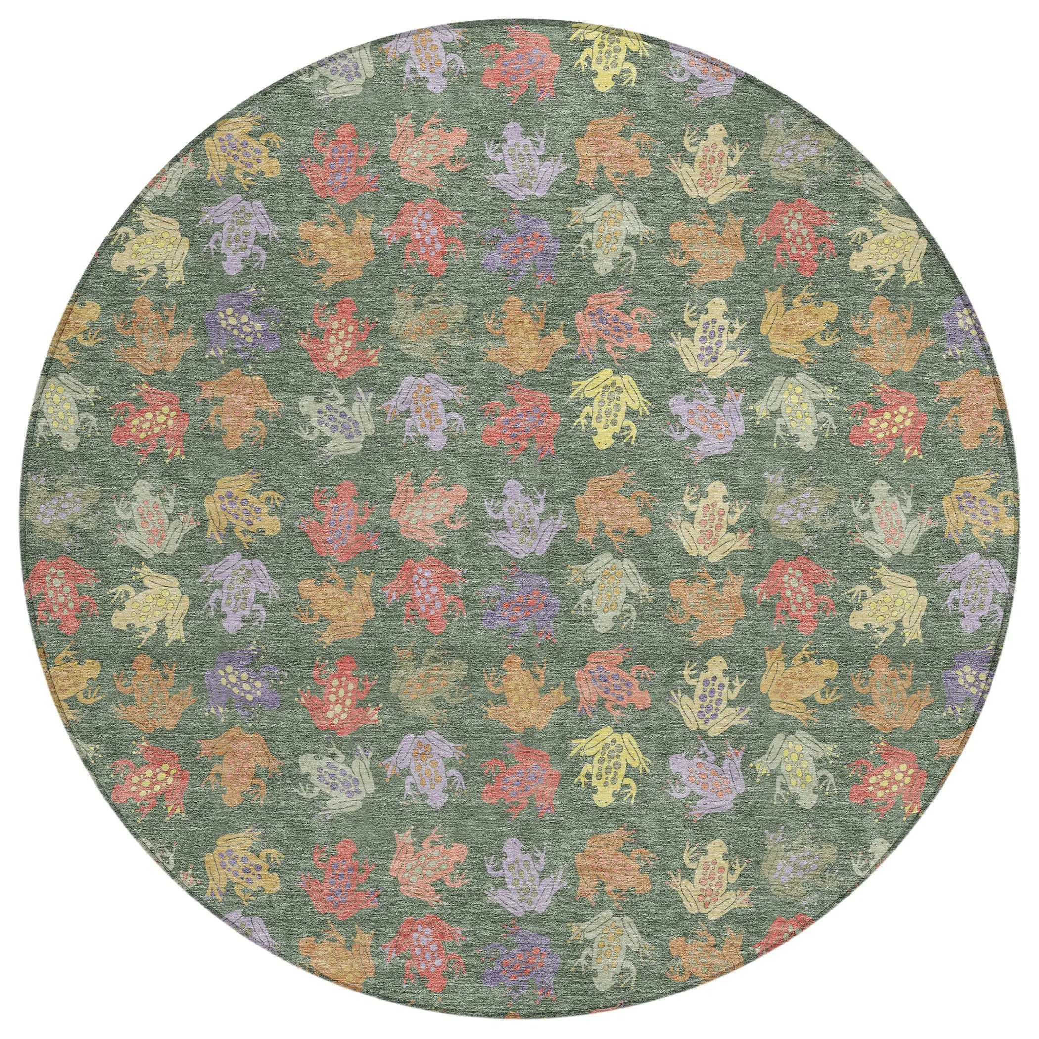 8' Green And Brown Round Geometric Washable Indoor Outdoor Area Rug Homeroots Outdoor