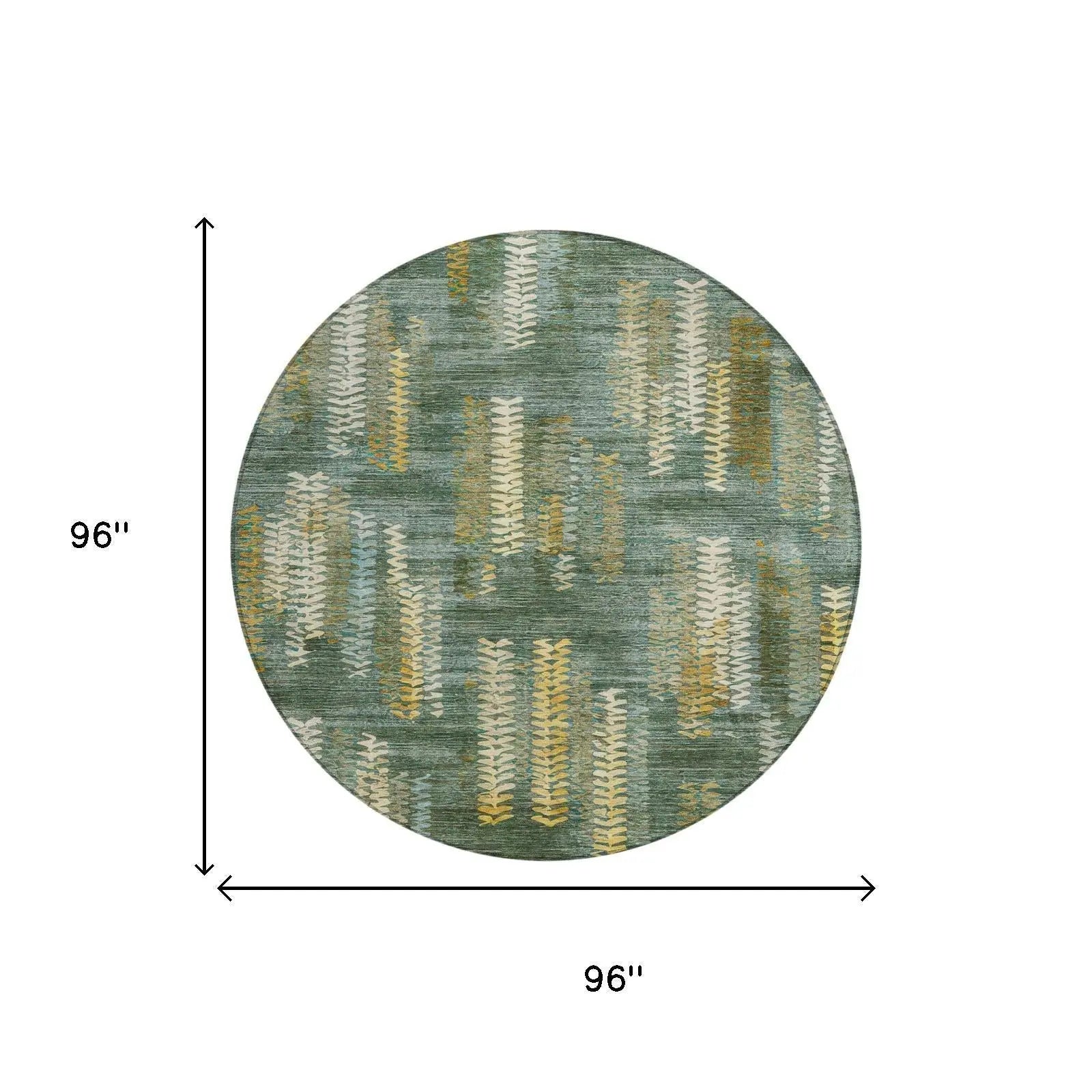 8' Green And Brown Round Striped Washable Indoor Outdoor Area Rug Homeroots Outdoor