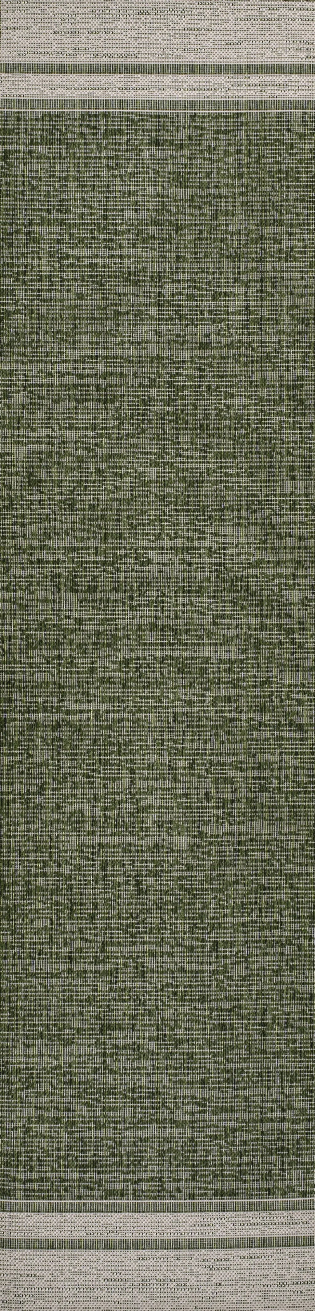 8' Green And Cream Indoor Outdoor Runner Rug Homeroots Outdoor