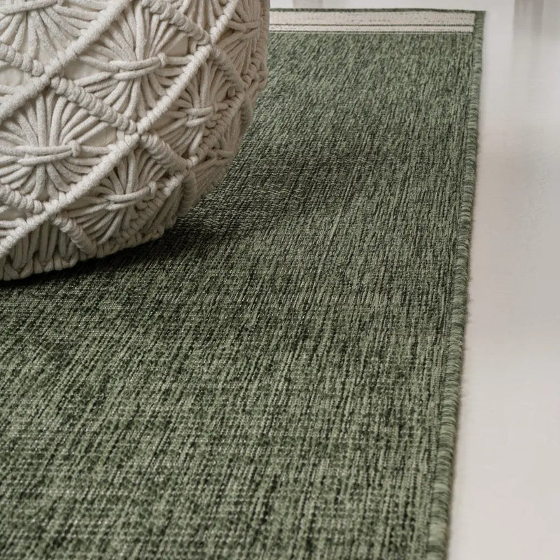 8' Green And Cream Indoor Outdoor Runner Rug Homeroots Outdoor
