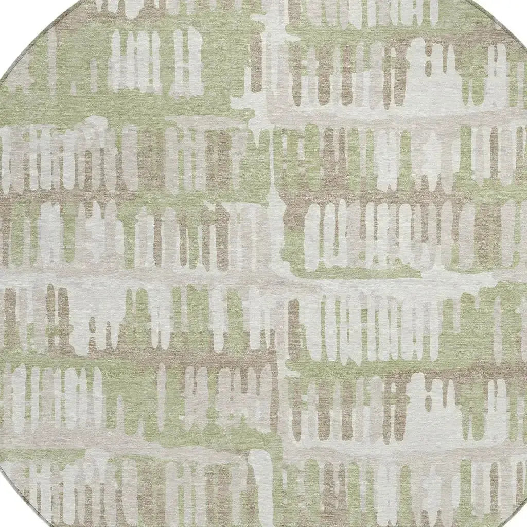8' Green And Denim Blue Round Abstract Washable Indoor Outdoor Area Rug Homeroots Outdoor