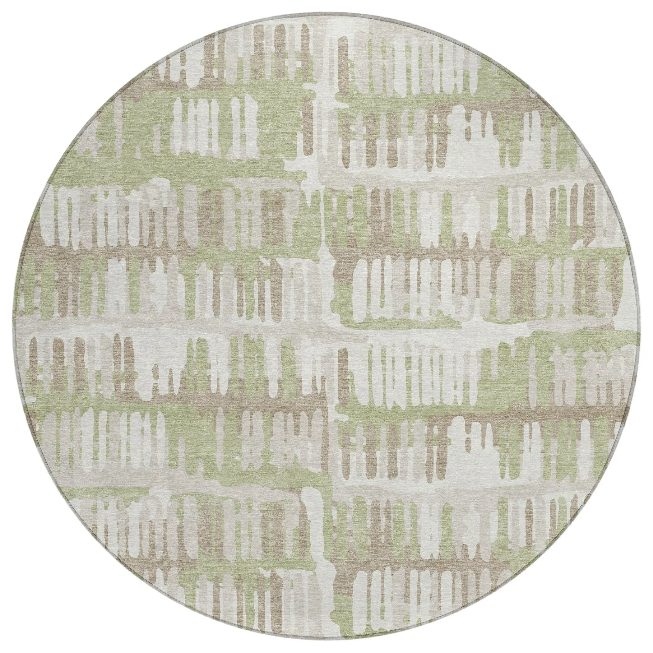8' Green And Denim Blue Round Abstract Washable Indoor Outdoor Area Rug Homeroots Outdoor
