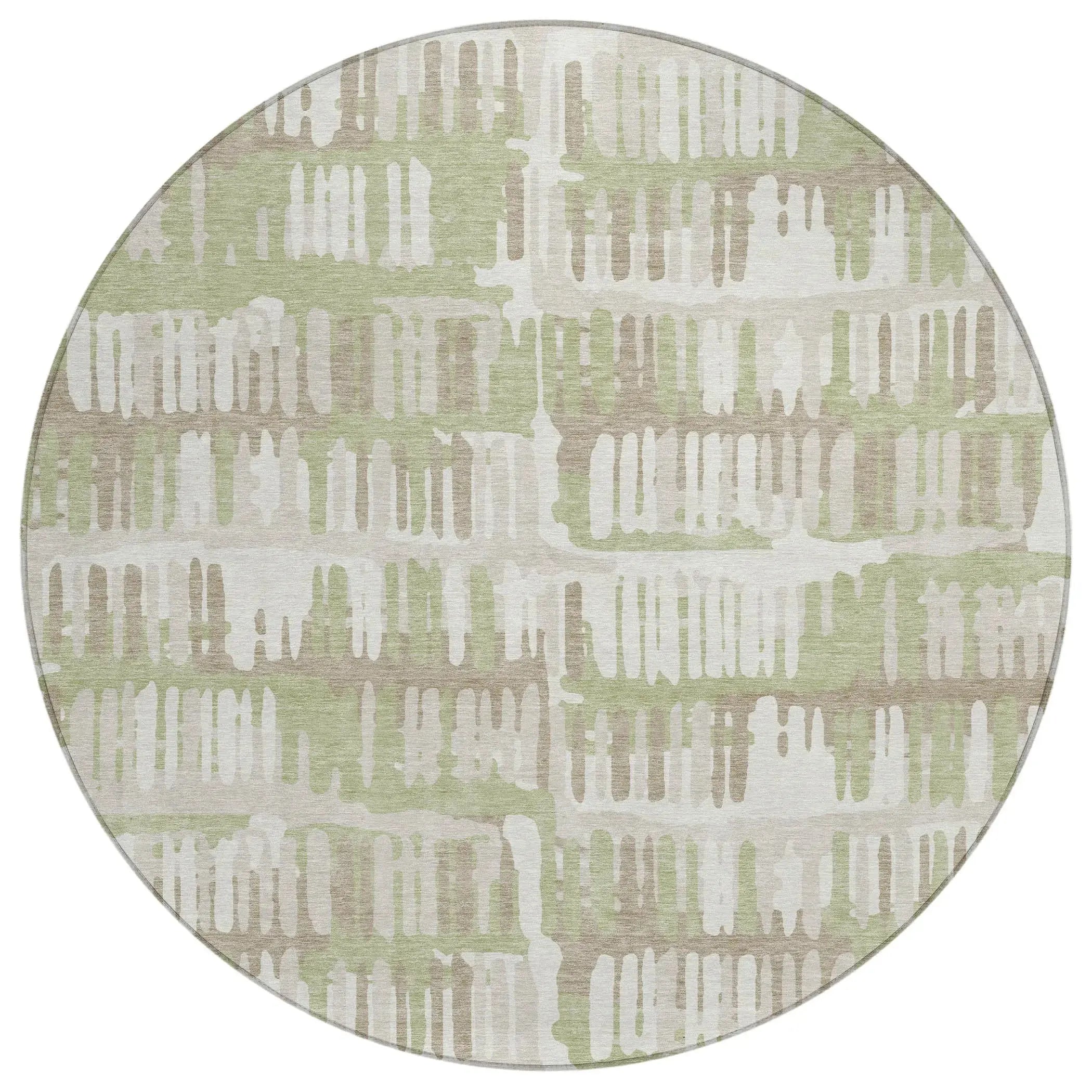 8' Green And Denim Blue Round Abstract Washable Indoor Outdoor Area Rug Homeroots Outdoor