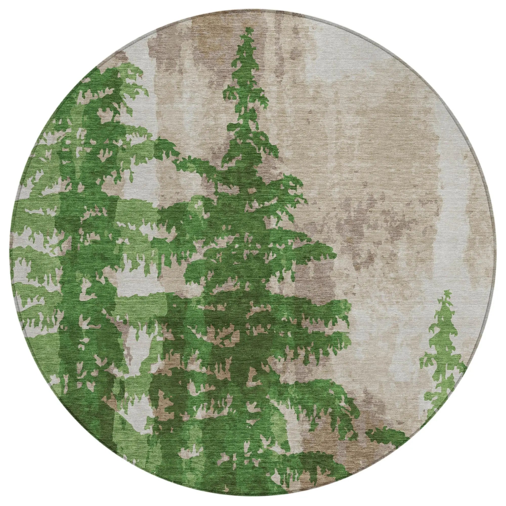 8' Green And Emerald Round Floral Washable Indoor Outdoor Area Rug Homeroots Outdoor