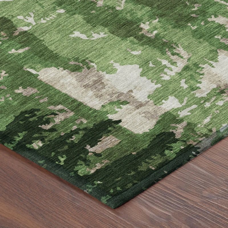 8' Green And Emerald Round Floral Washable Indoor Outdoor Area Rug Homeroots Outdoor