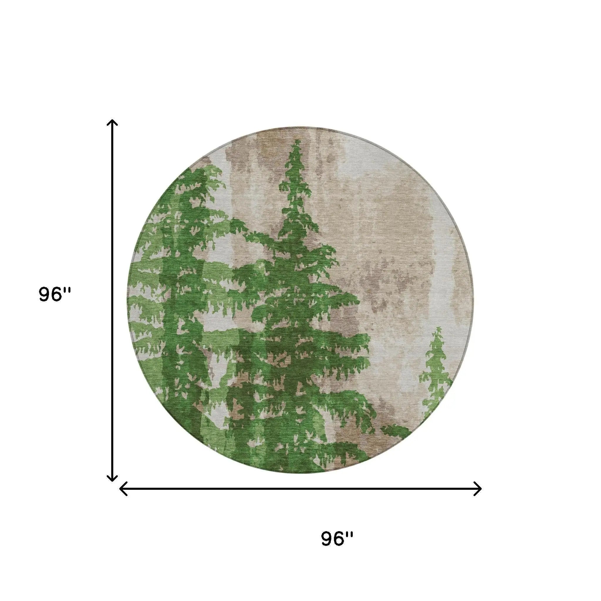 8' Green And Emerald Round Floral Washable Indoor Outdoor Area Rug Homeroots Outdoor