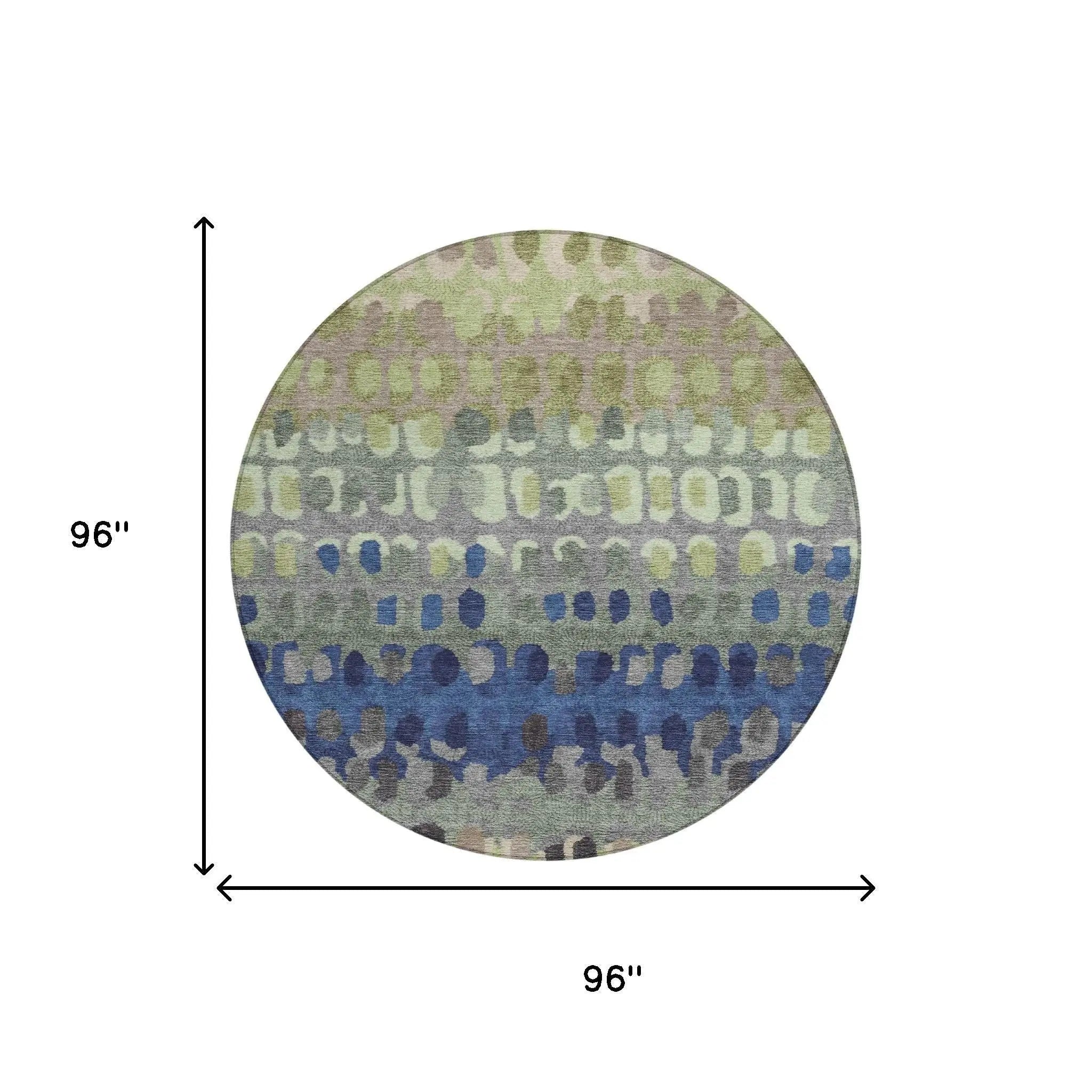 8' Green And Fern Green Round Geometric Washable Indoor Outdoor Area Rug Homeroots Outdoor