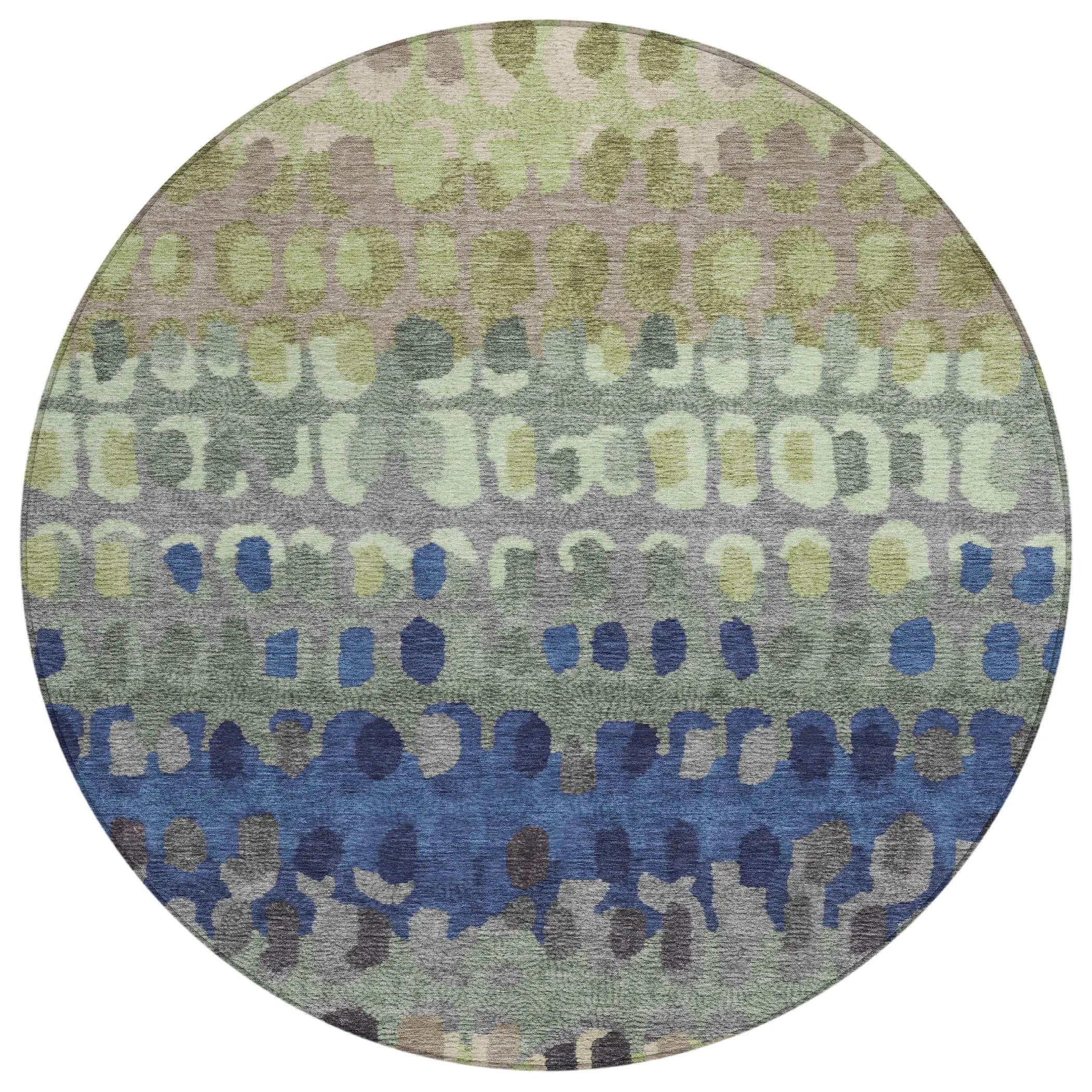 8' Green And Fern Green Round Geometric Washable Indoor Outdoor Area Rug Homeroots Outdoor