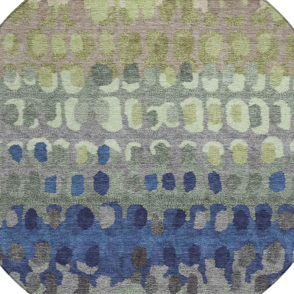 8' Green And Fern Green Round Geometric Washable Indoor Outdoor Area Rug Homeroots Outdoor