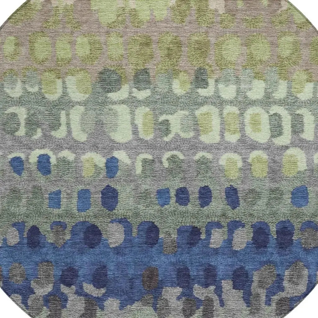 8' Green And Fern Green Round Geometric Washable Indoor Outdoor Area Rug Homeroots Outdoor